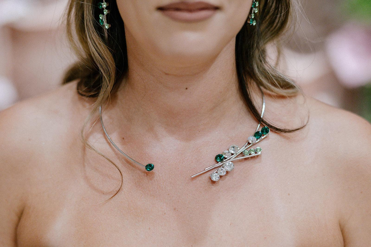 Green Spider Web Necklace