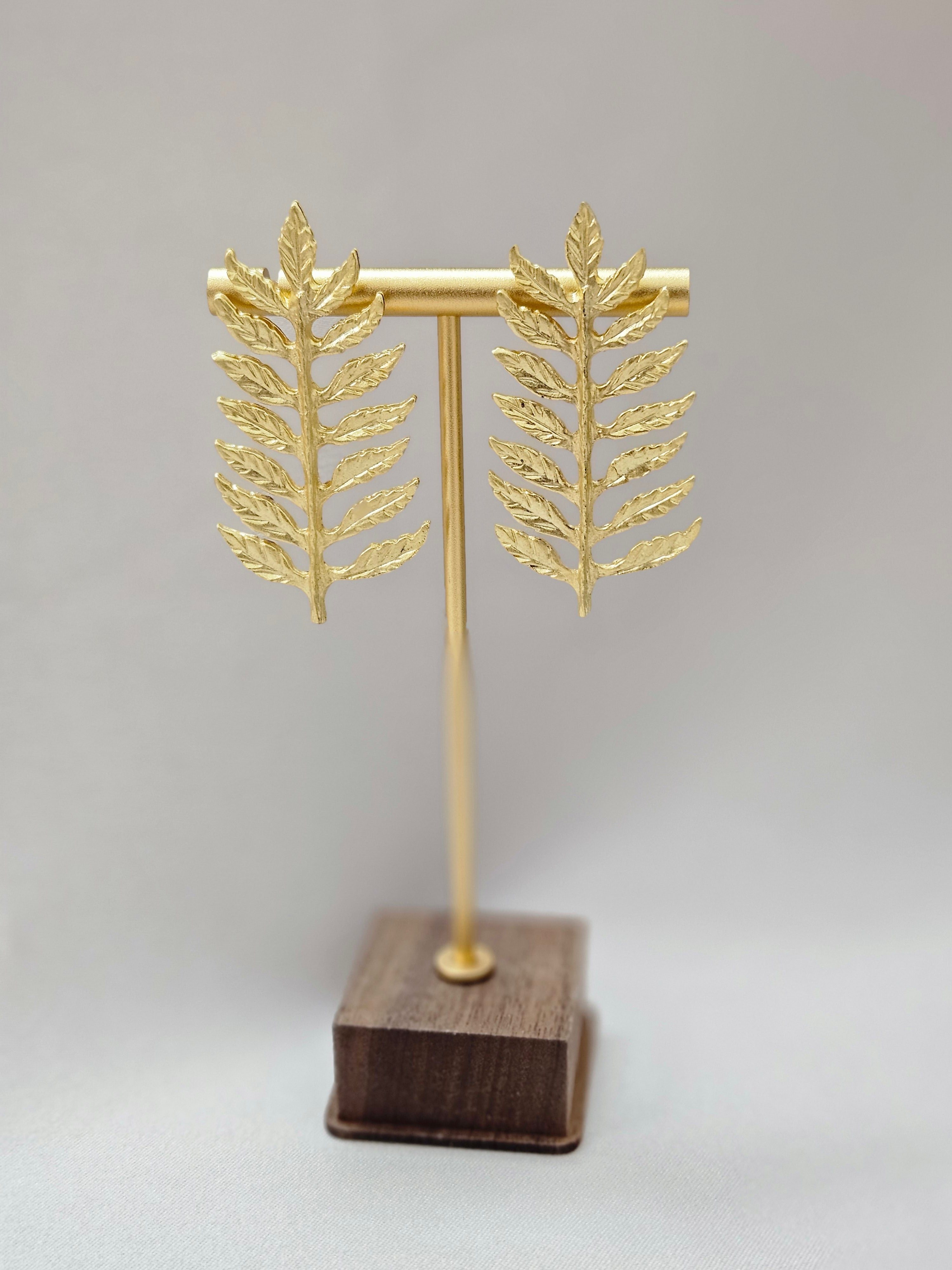 Boho Gold Leaf Statement Earrings