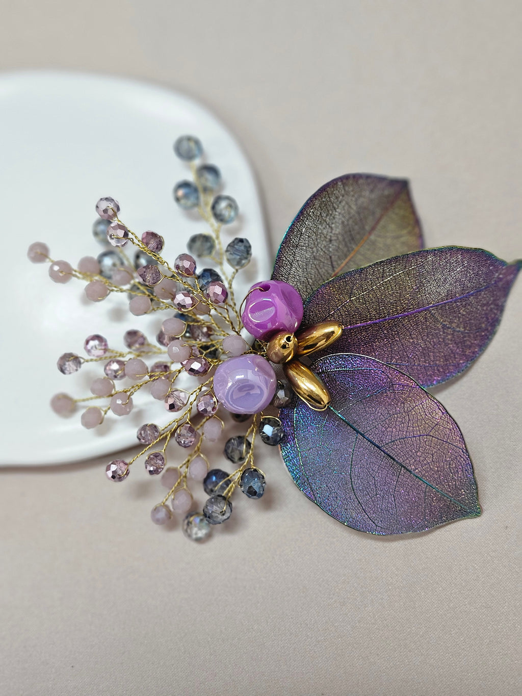 Purple And Pink Sew On Brooch