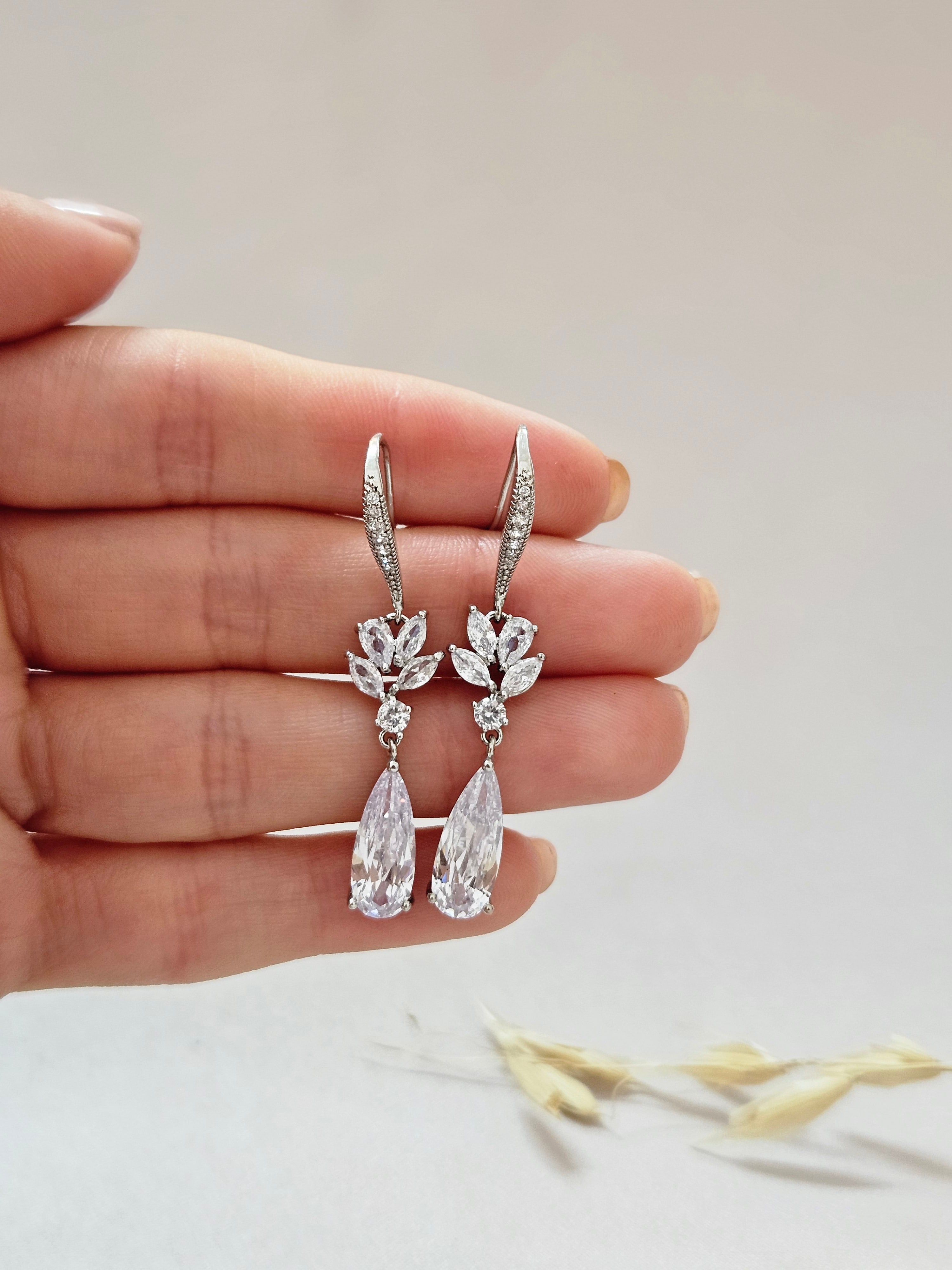 Long Chandelier Crystal Earrings