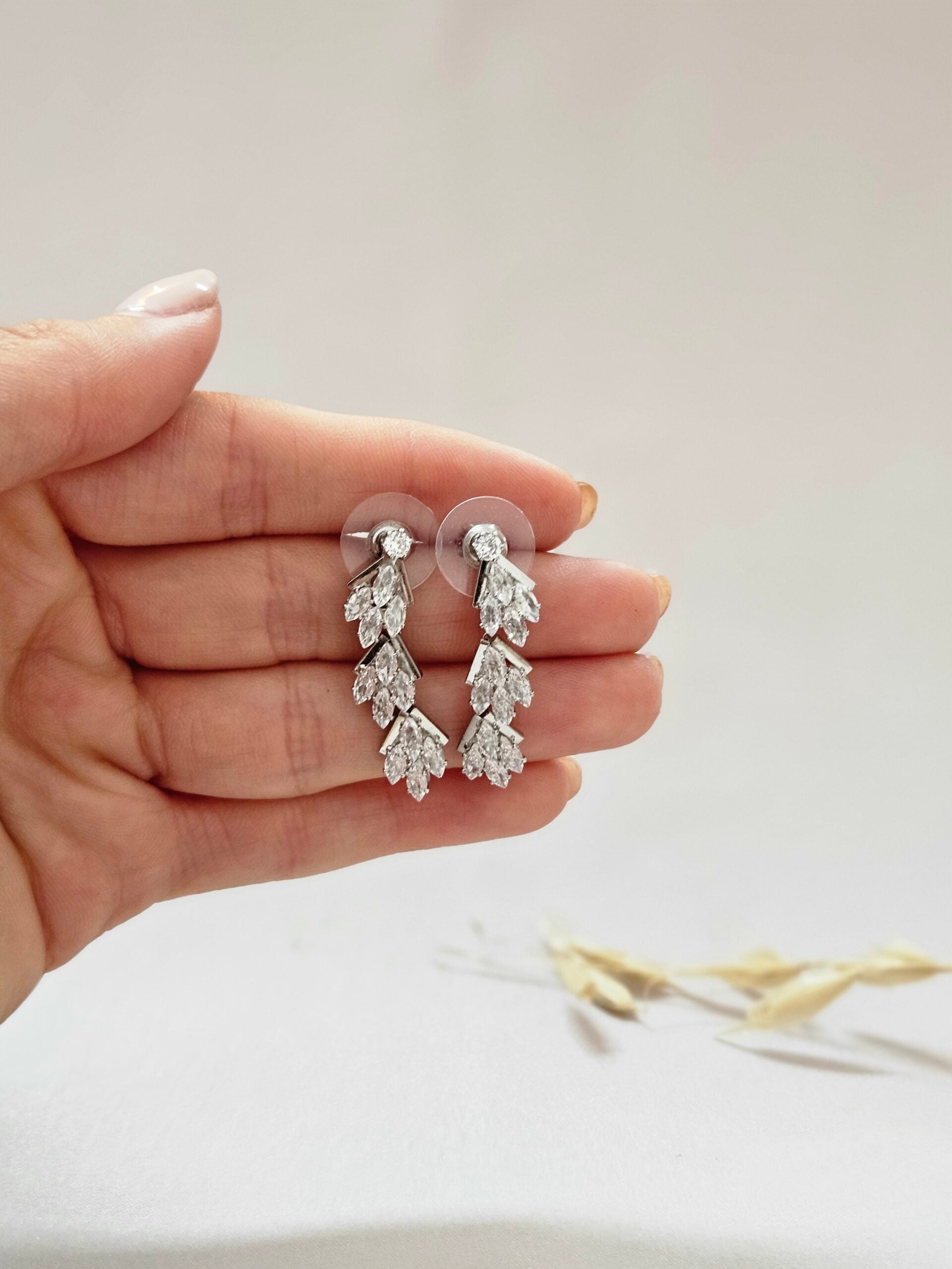 Silver Crystal Drop Earrings - AESC35