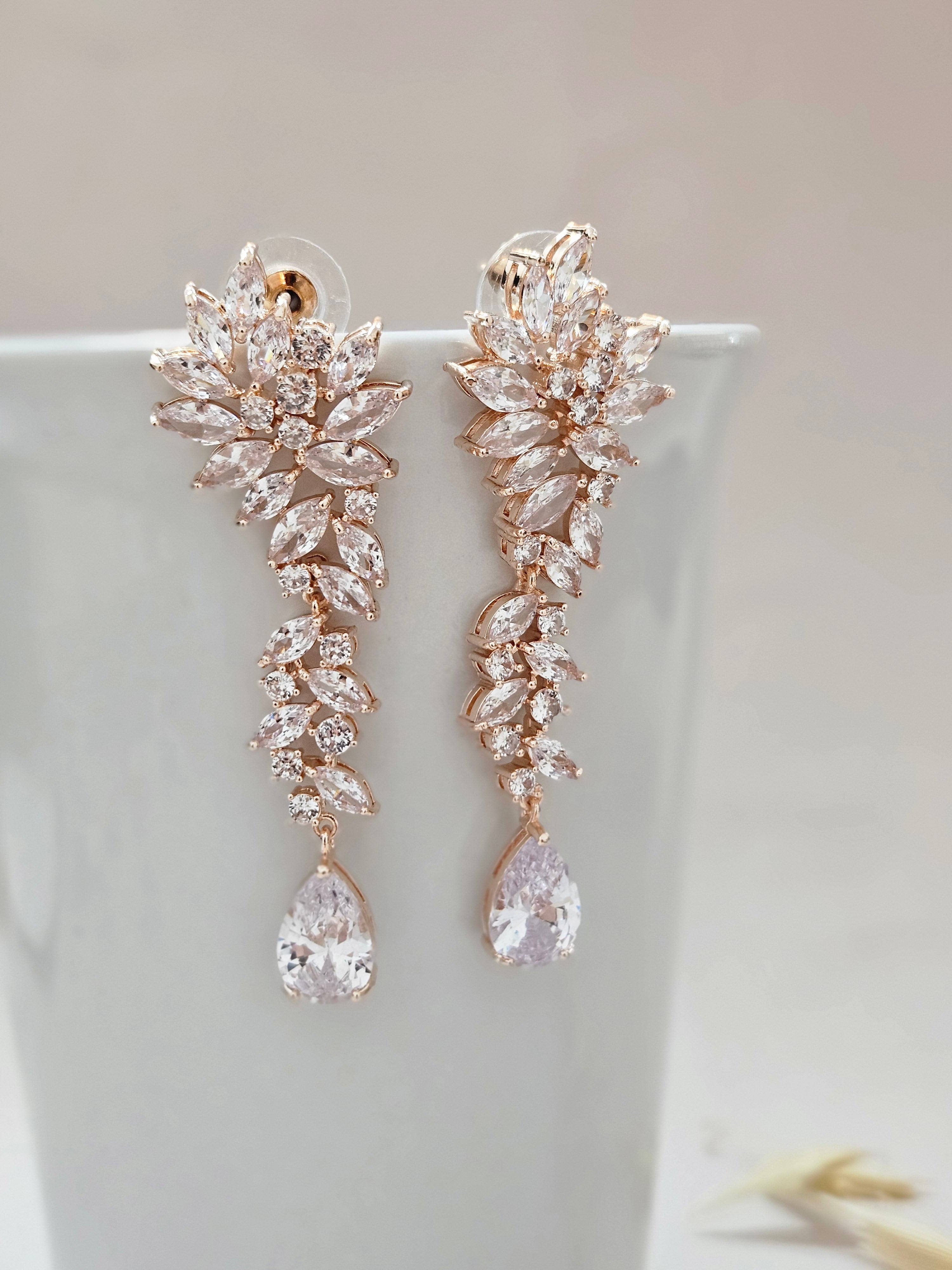 Chandelier Long Rose Gold Earrings