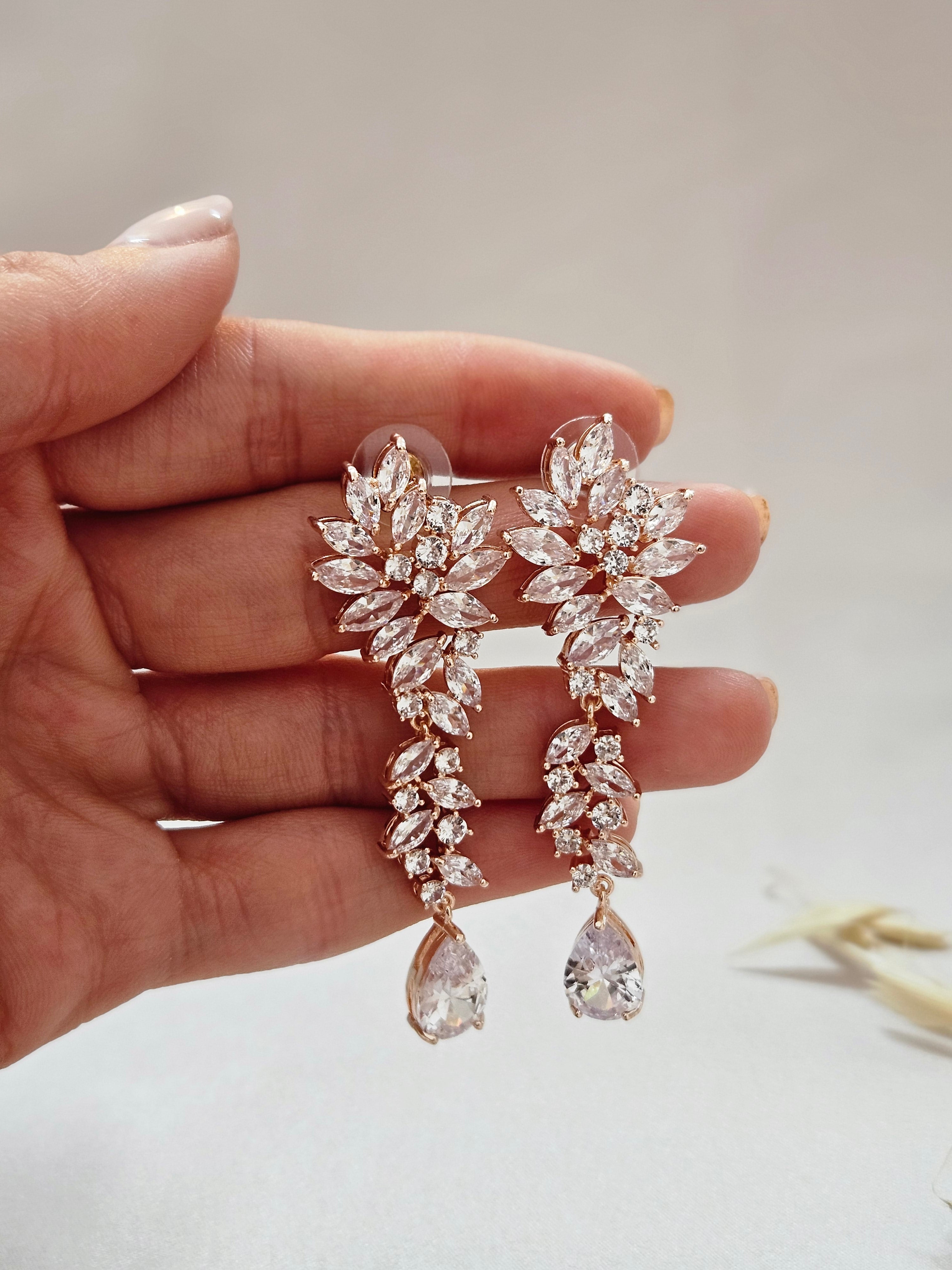 Chandelier Long Rose Gold Earrings