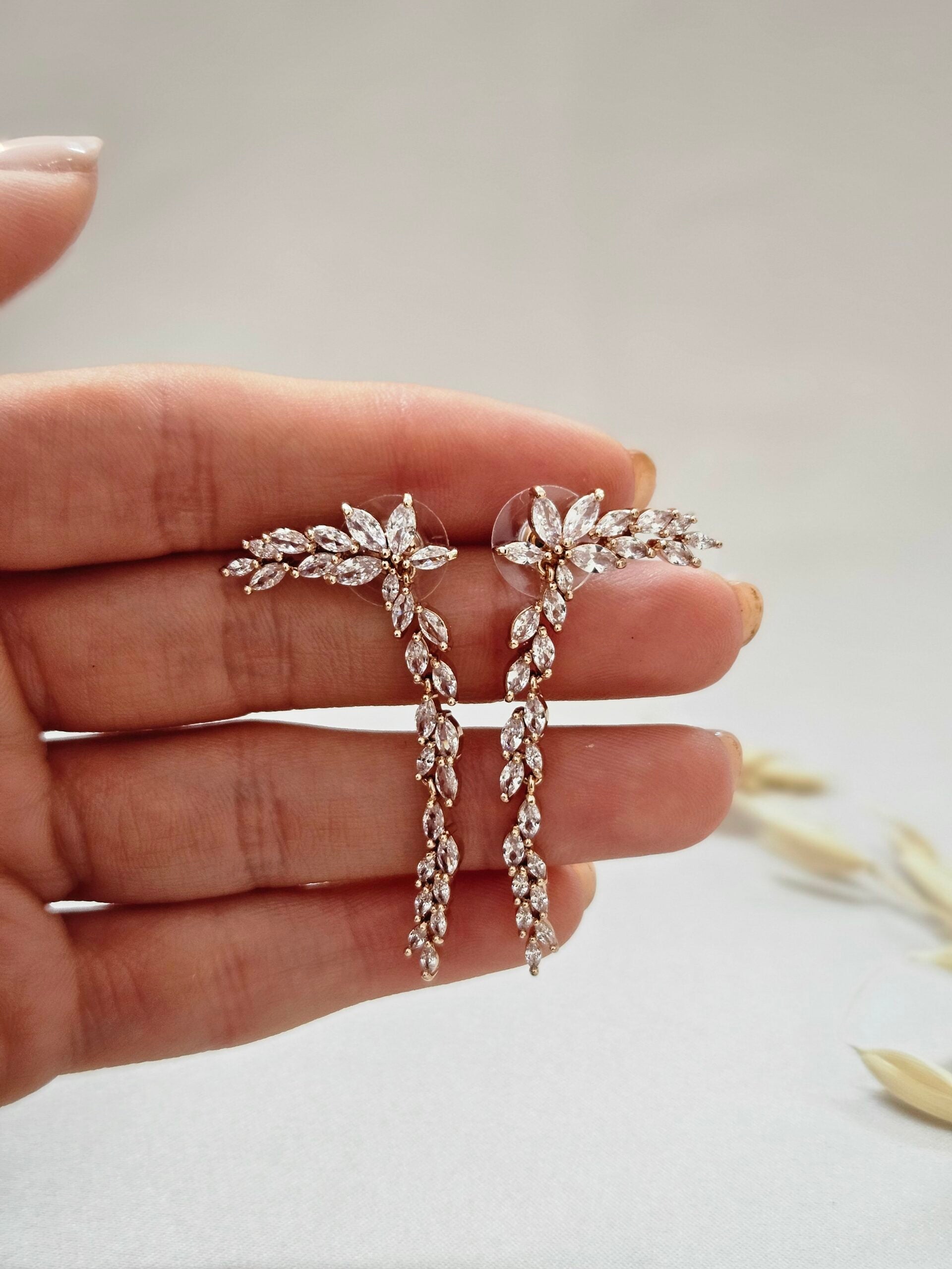 Long Delicate Rose Gold Earrings