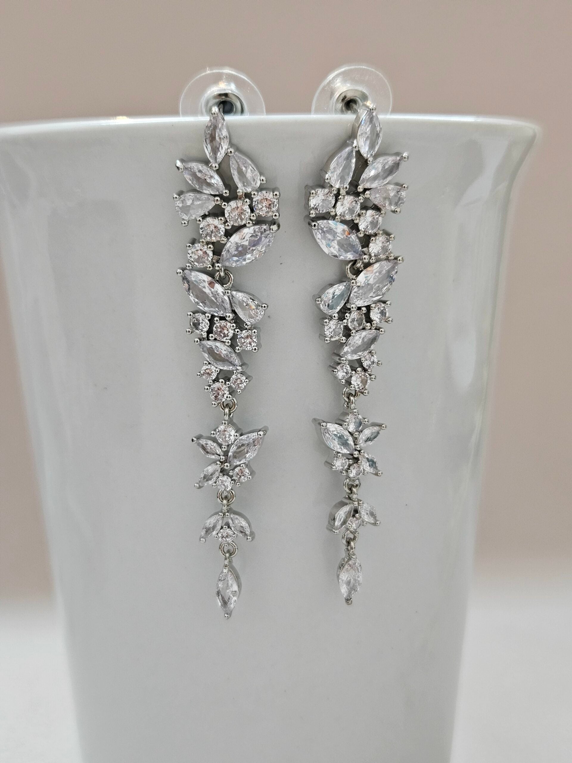 Bridal Crystal Silver Chandelier earrings - AESC20