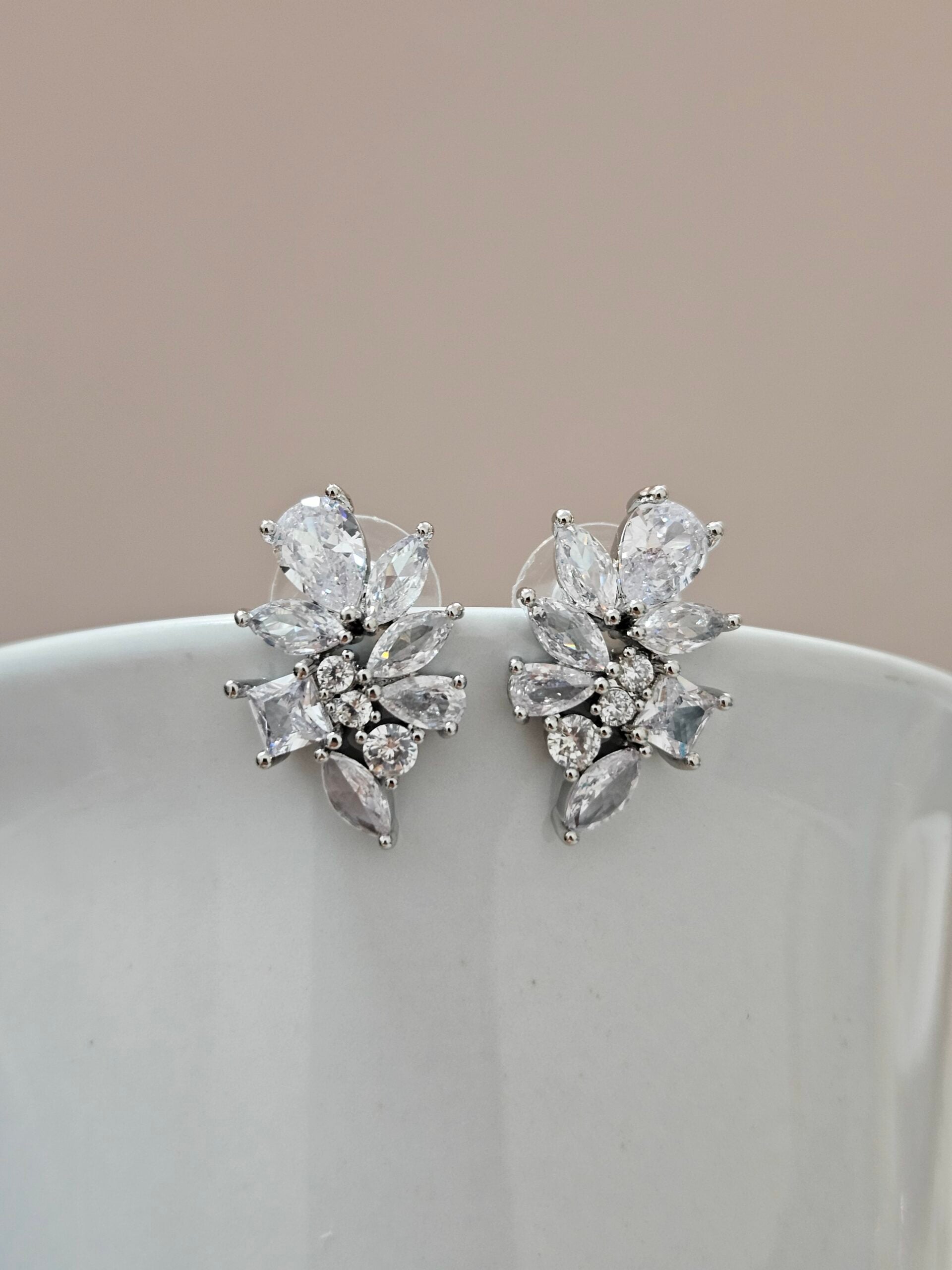 Small Silver Crystal Stud Earrings - AESC21
