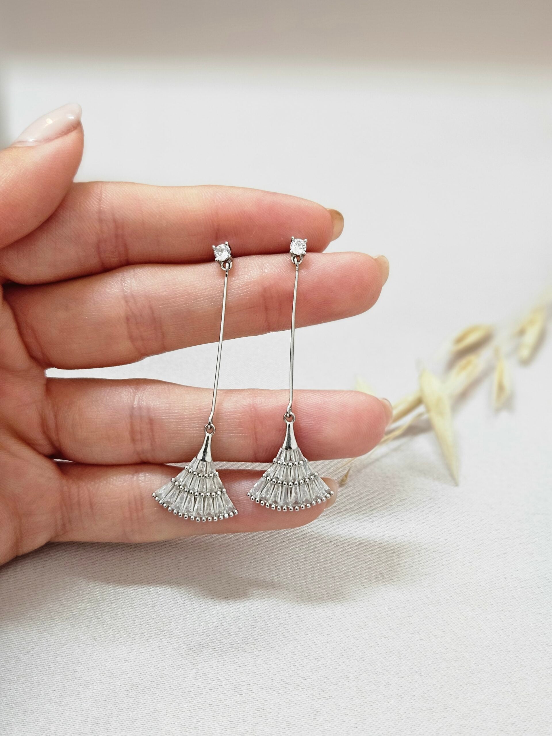Bridal Crystal Drop Pearl Earrings - AESC24
