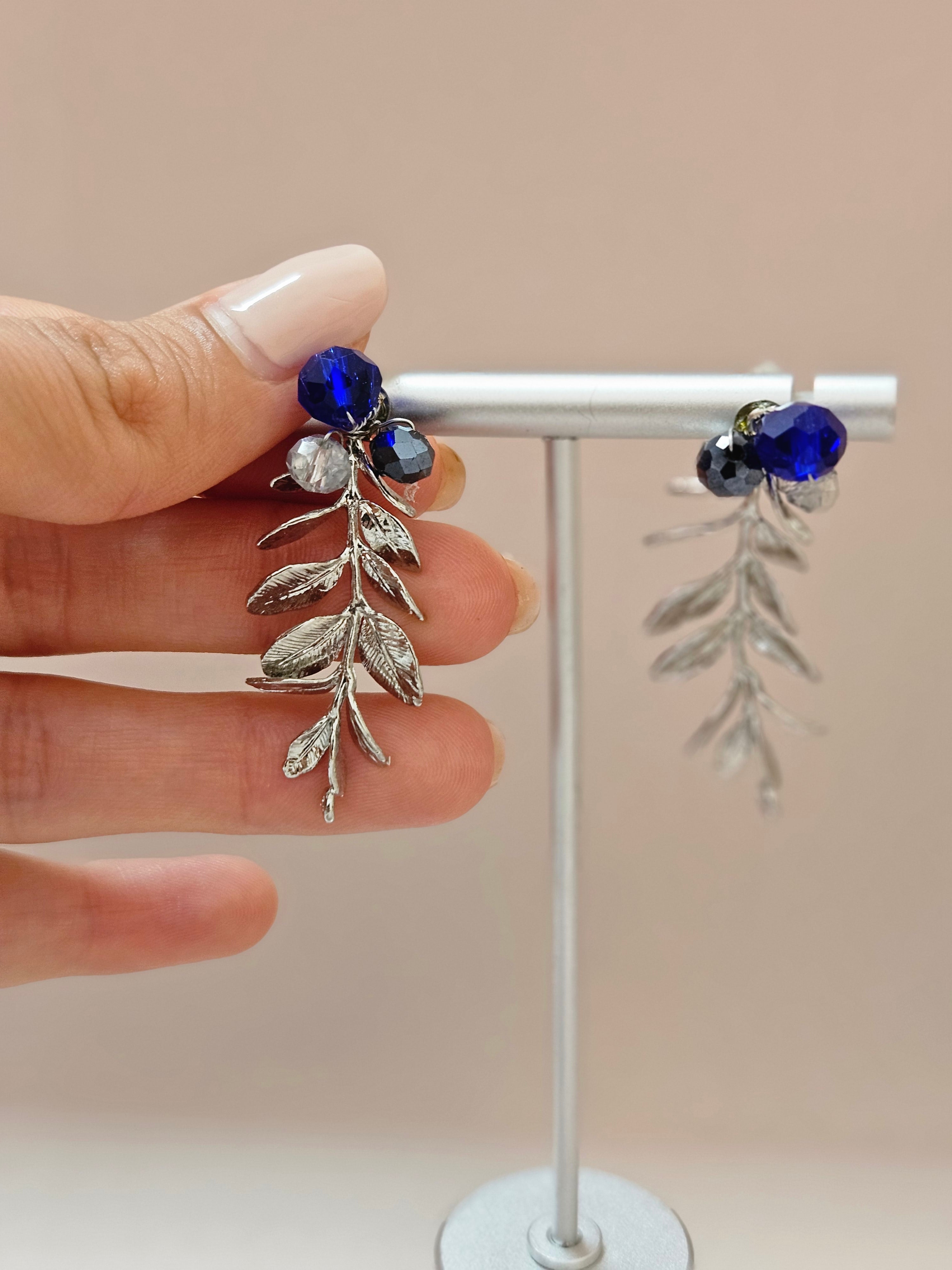 Silver Blue Beaded Jewelry Set