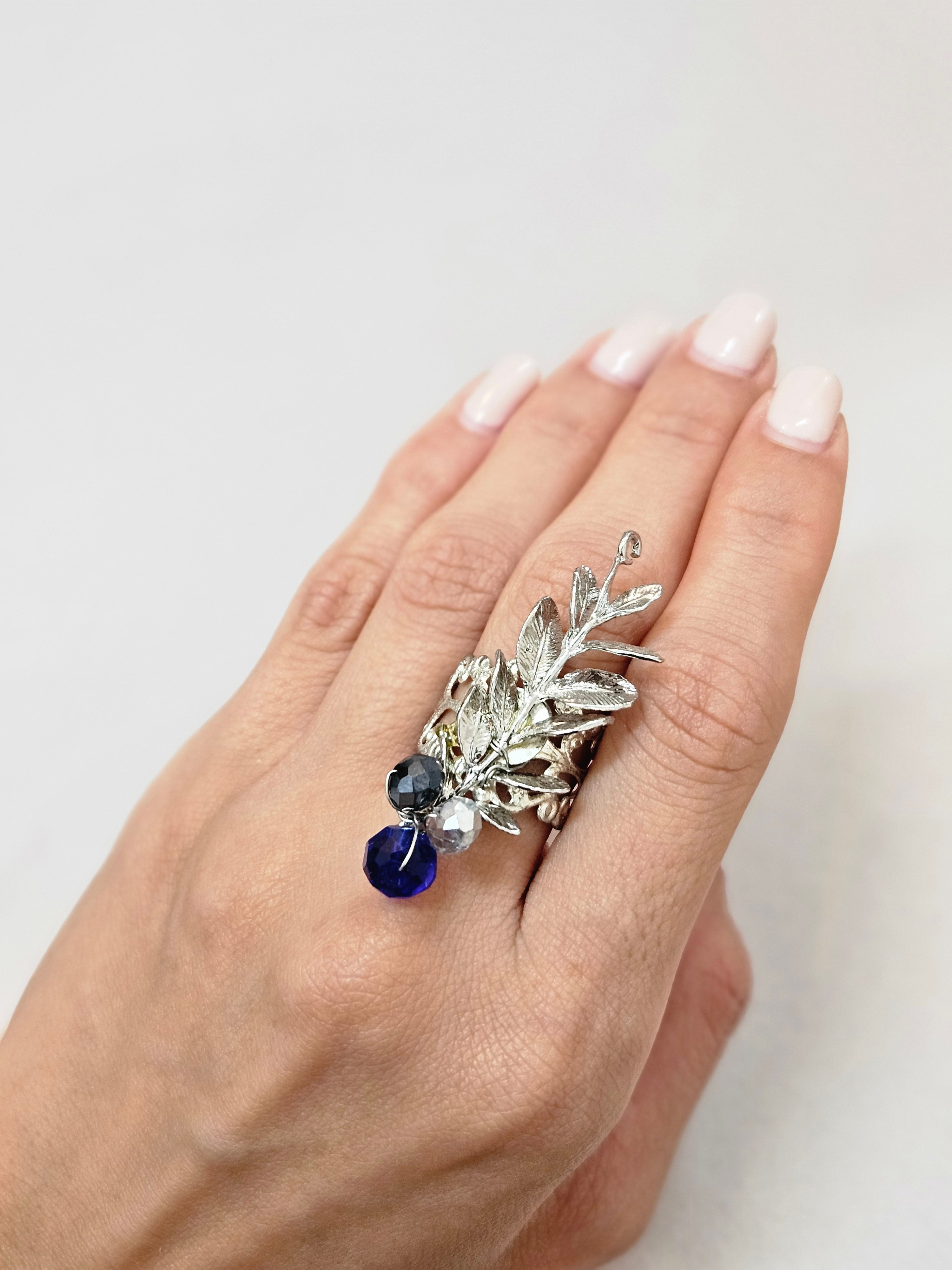 Silver Blue Beaded Jewelry Set