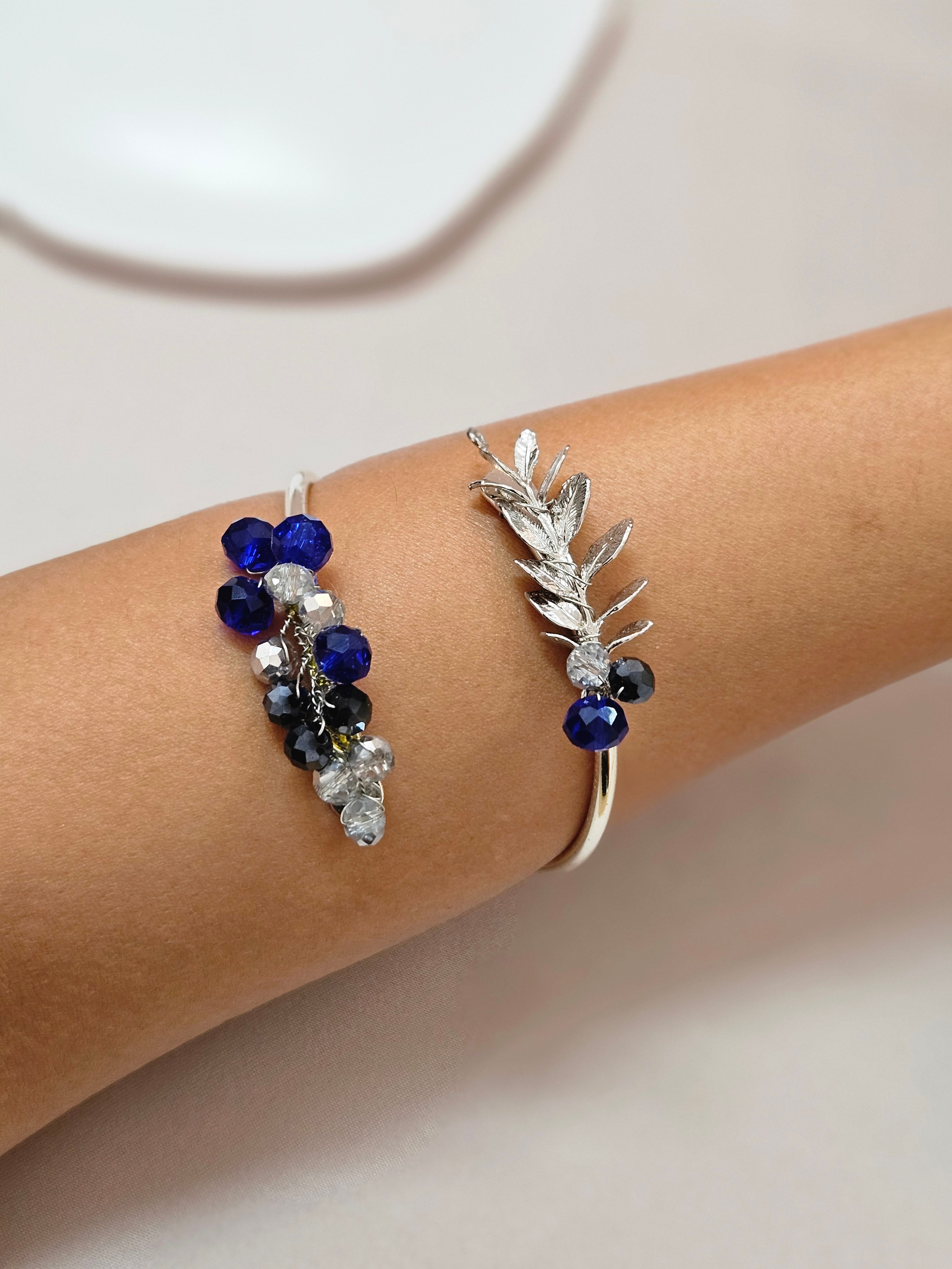 Silver Blue Beaded Jewelry Set