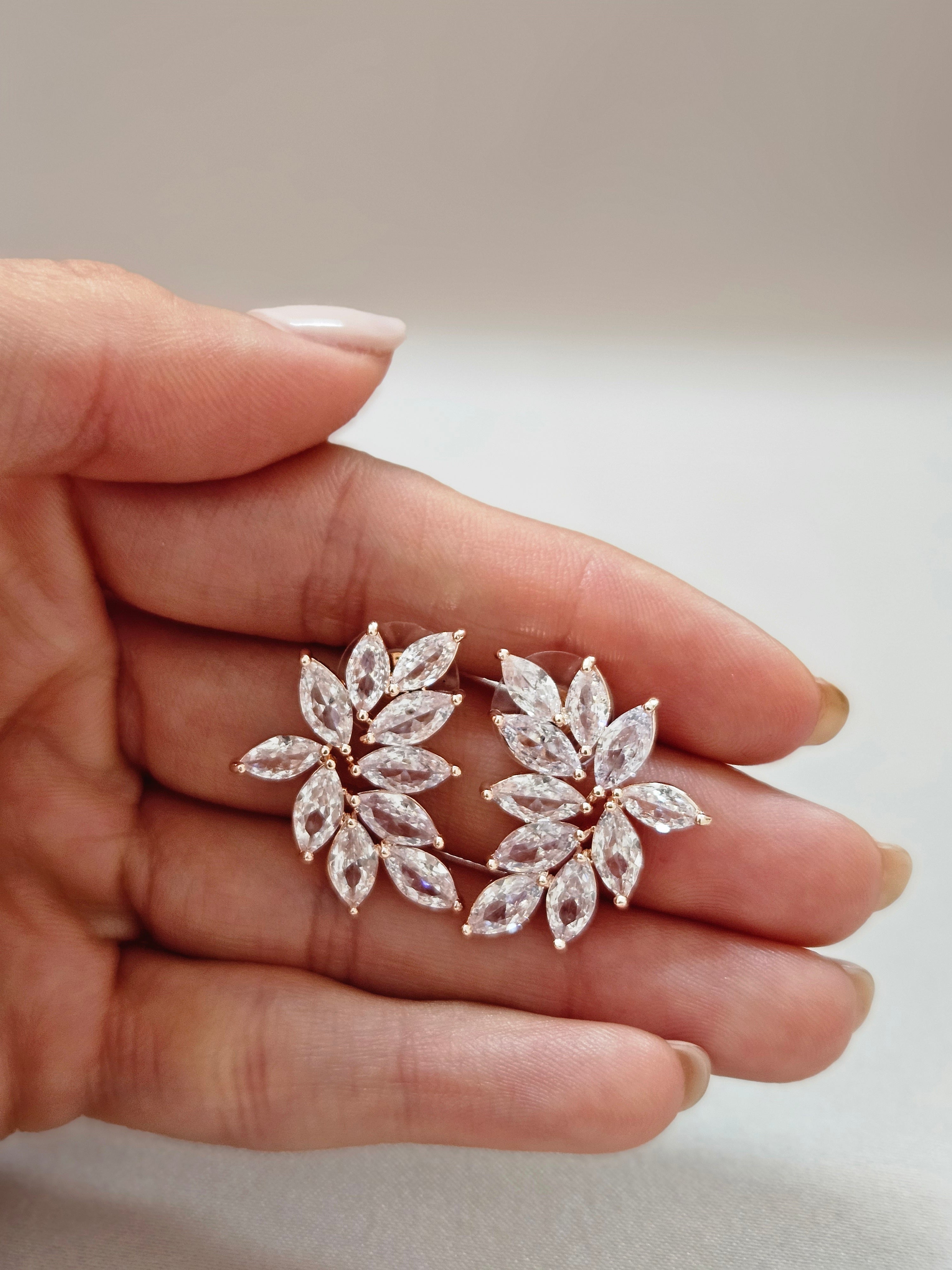 Rose Gold Stud Crystal Earrings