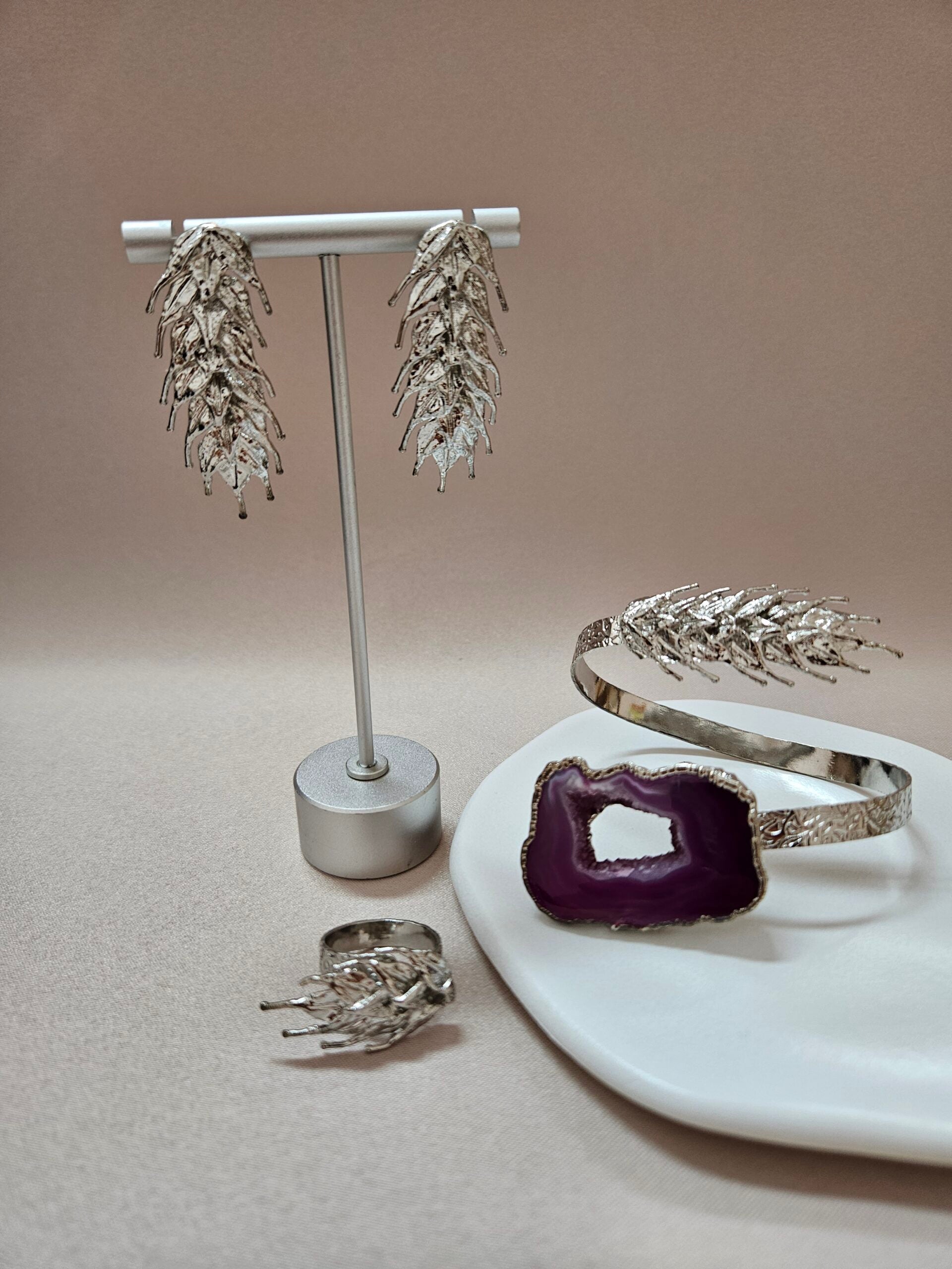 Purple Pink Agate Jewelry Set - TBSSP