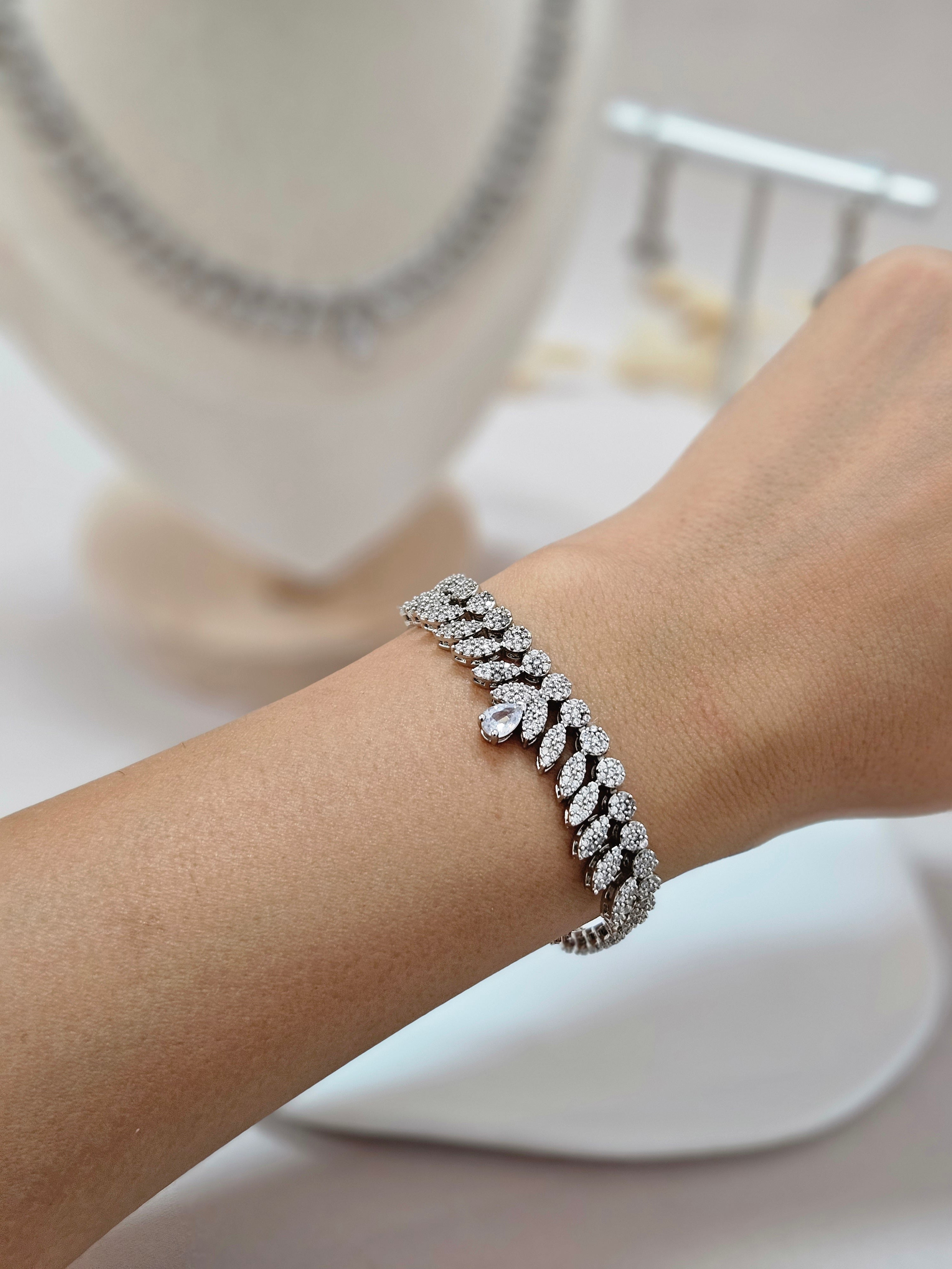 Unique Silver Bridal Jewelry Set