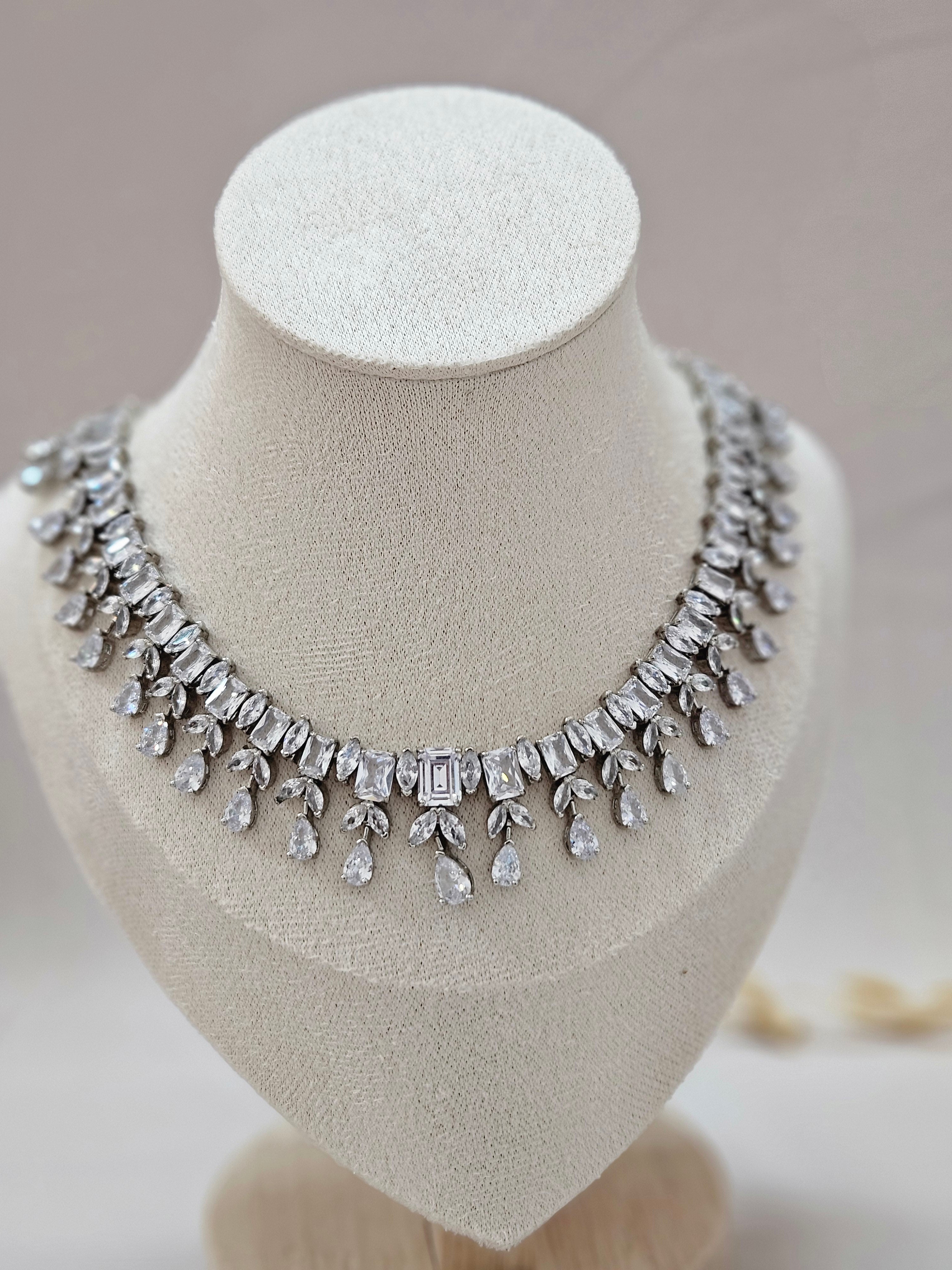 Elegant Silver Crystal Jewelry Set