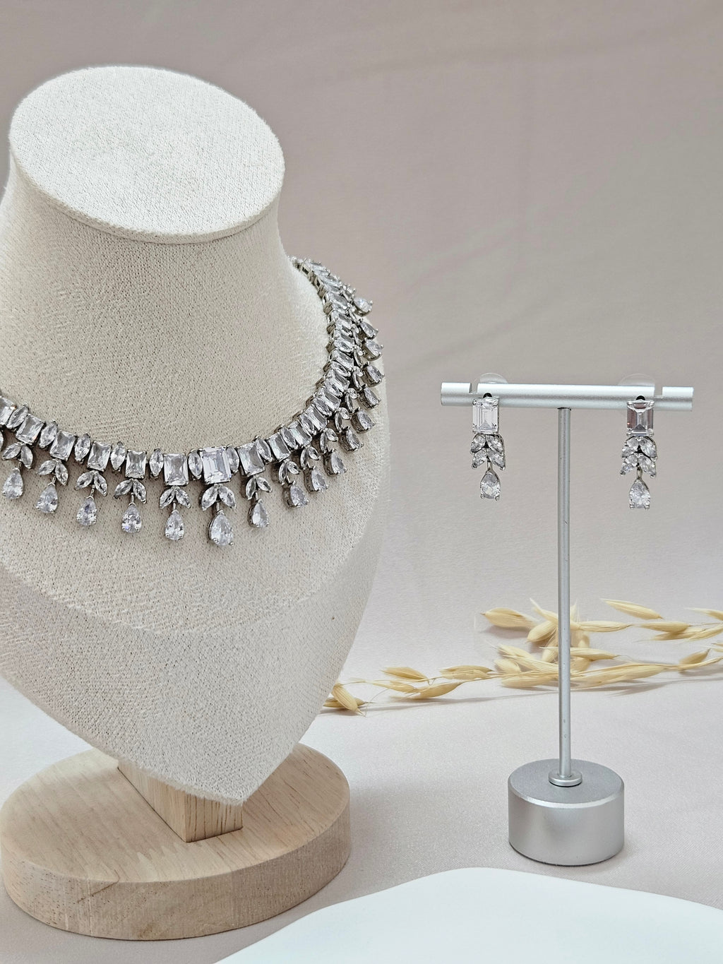 Elegant Silver Crystal Jewelry Set