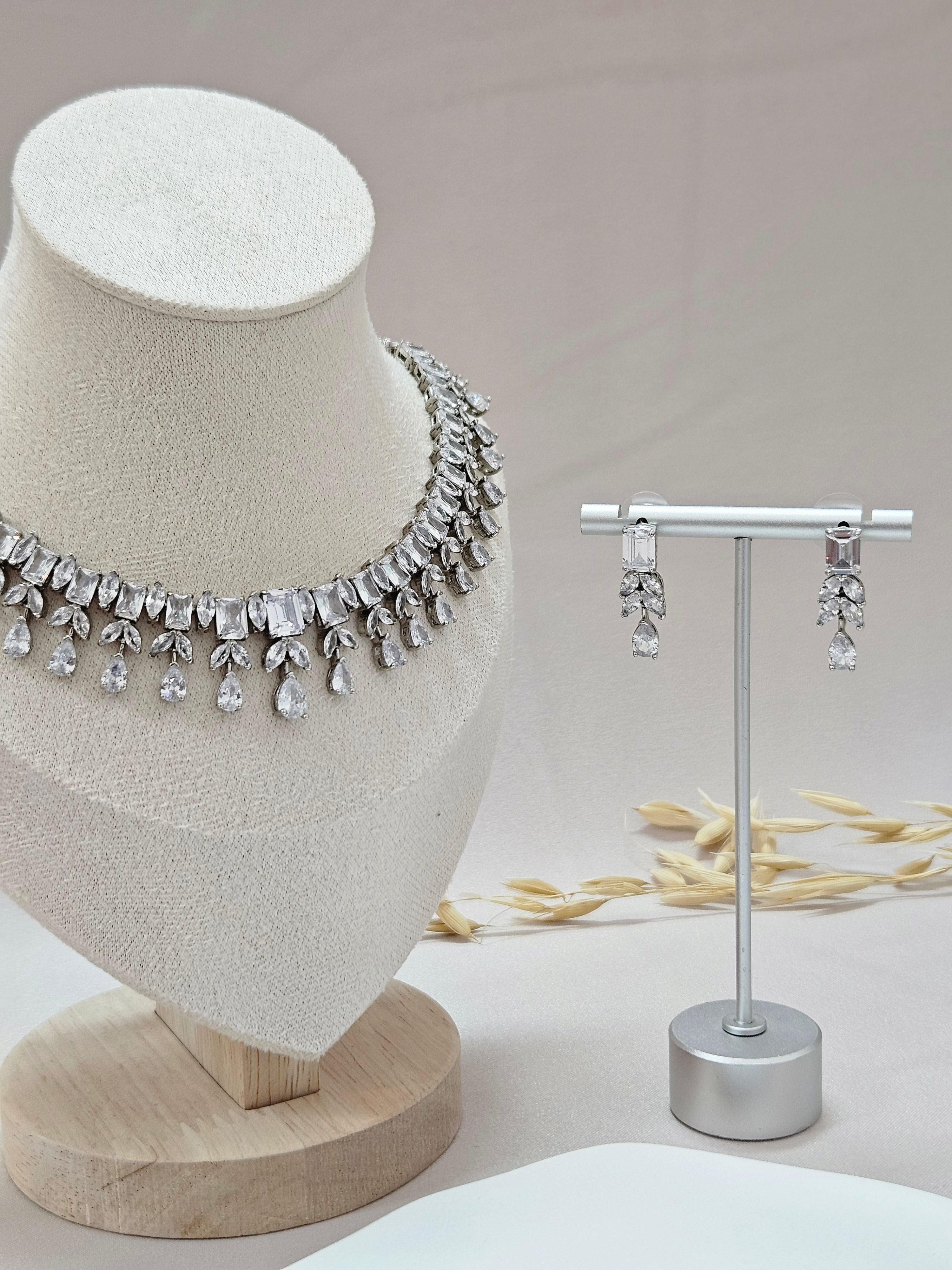 Elegant Silver Crystal Jewelry Set