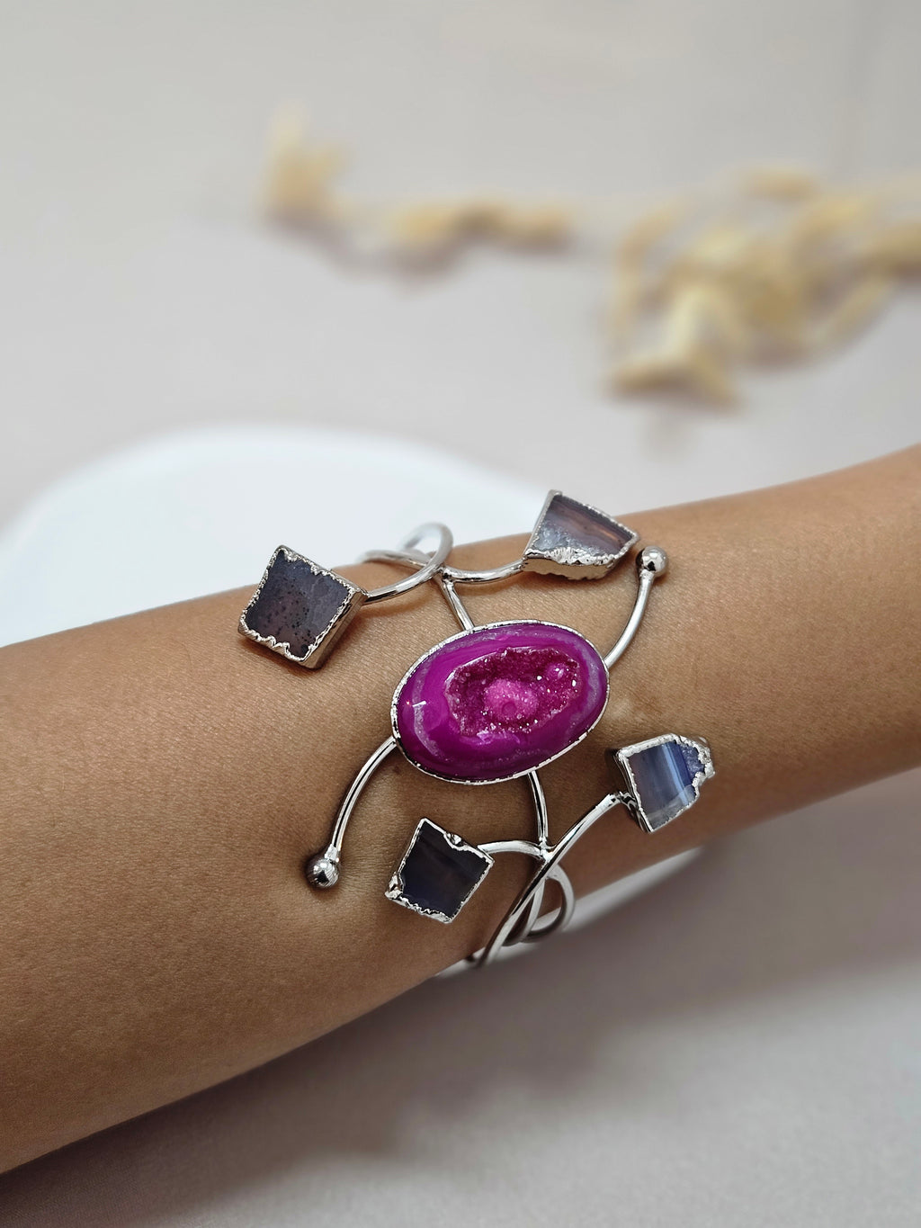 Fuchsia silver-Plated Jewelry Set.