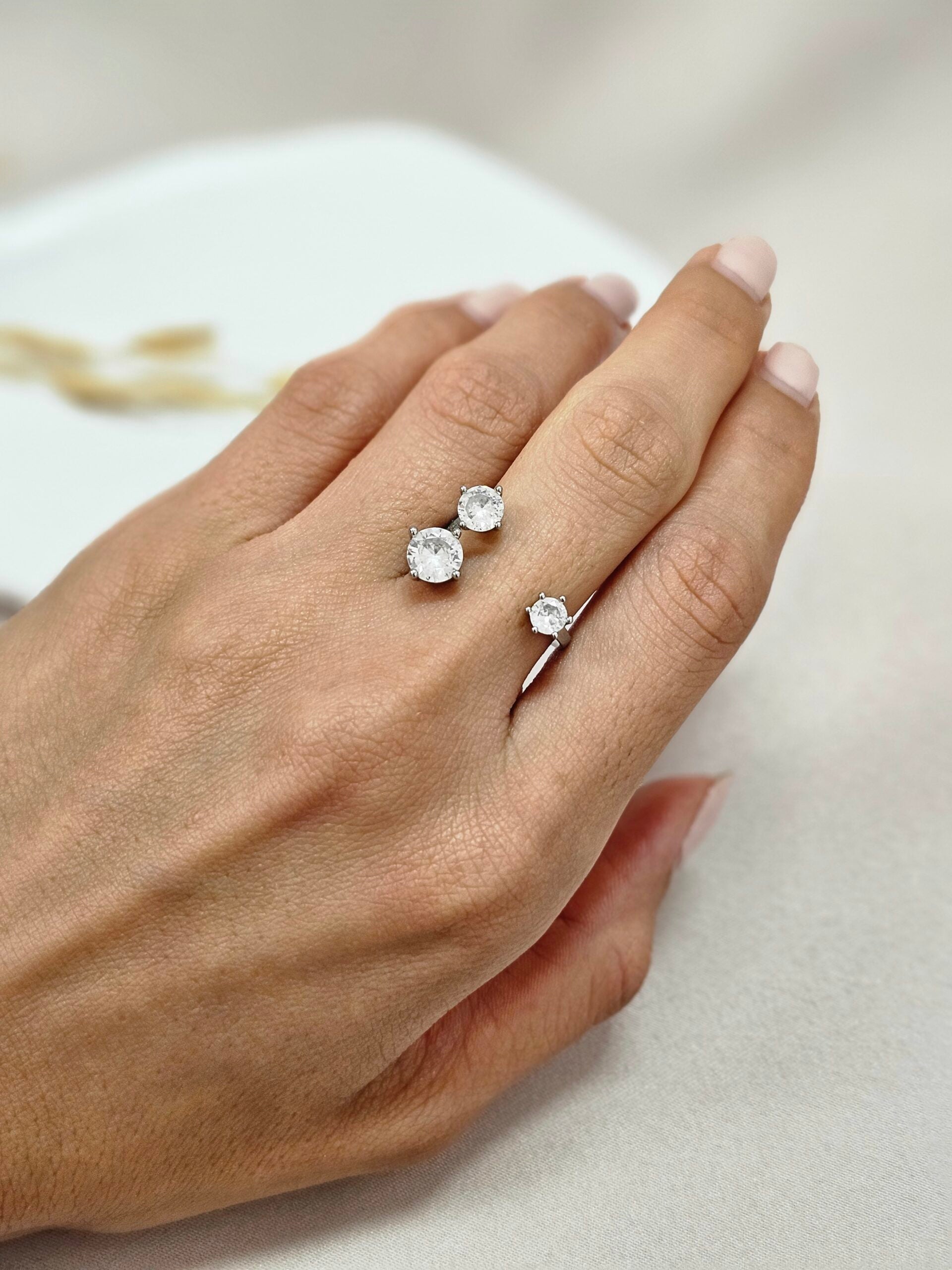 Asymetrical Round Crystal Cuff RingAESC21