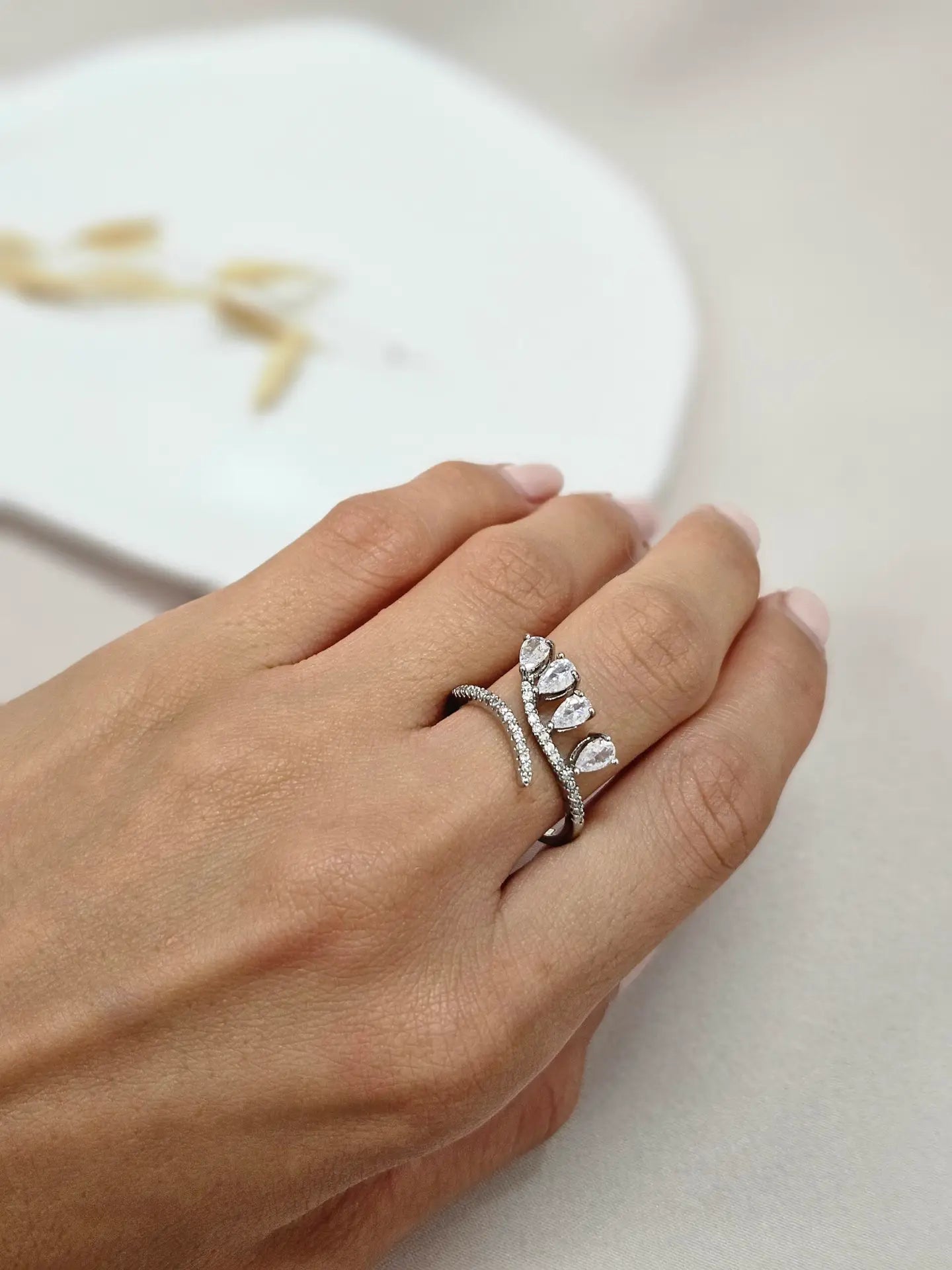 Silver Crystal Cuff Ring - ARSC2