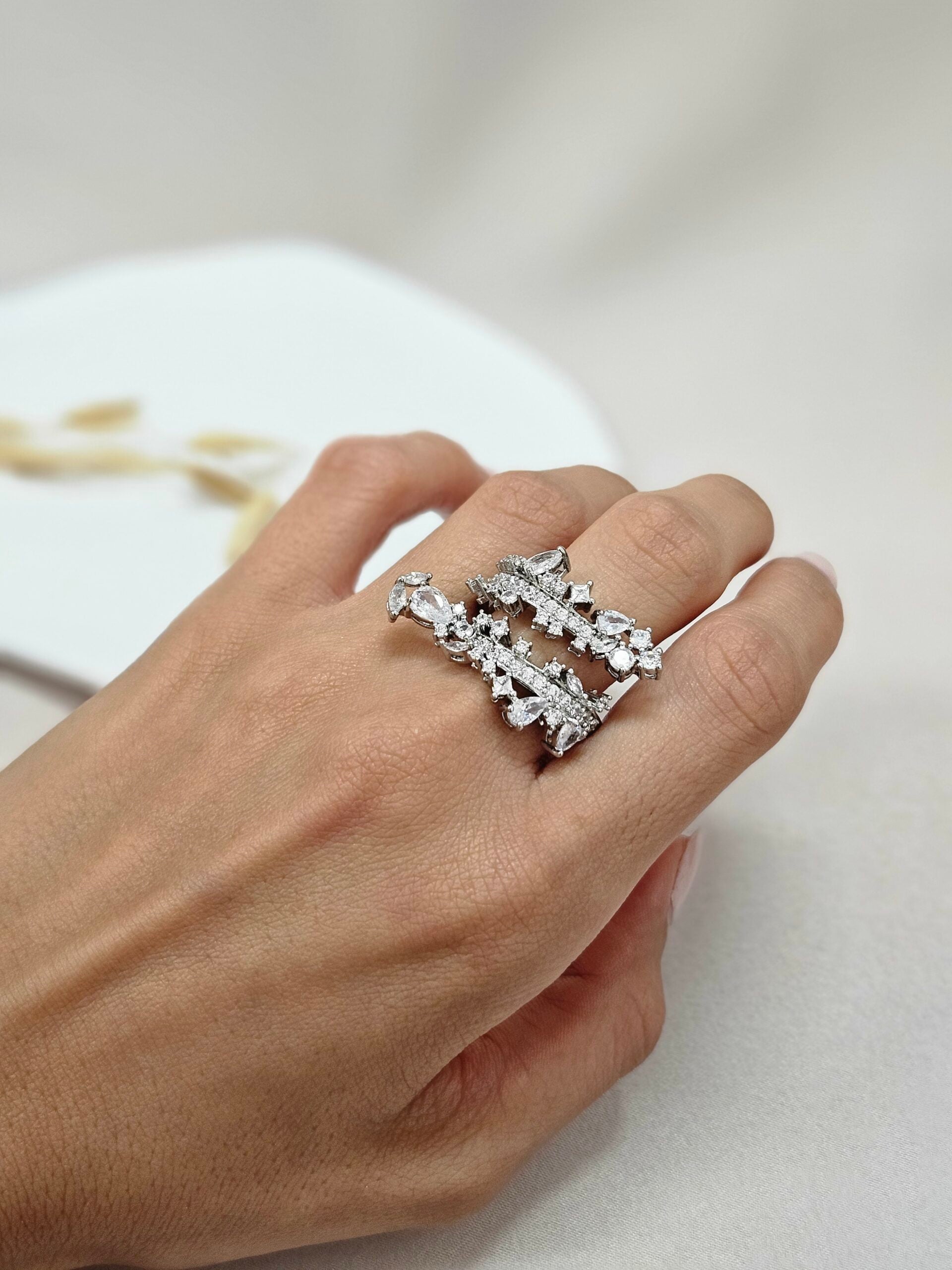 Oriental Cuff Crystal Ring - ARSC30