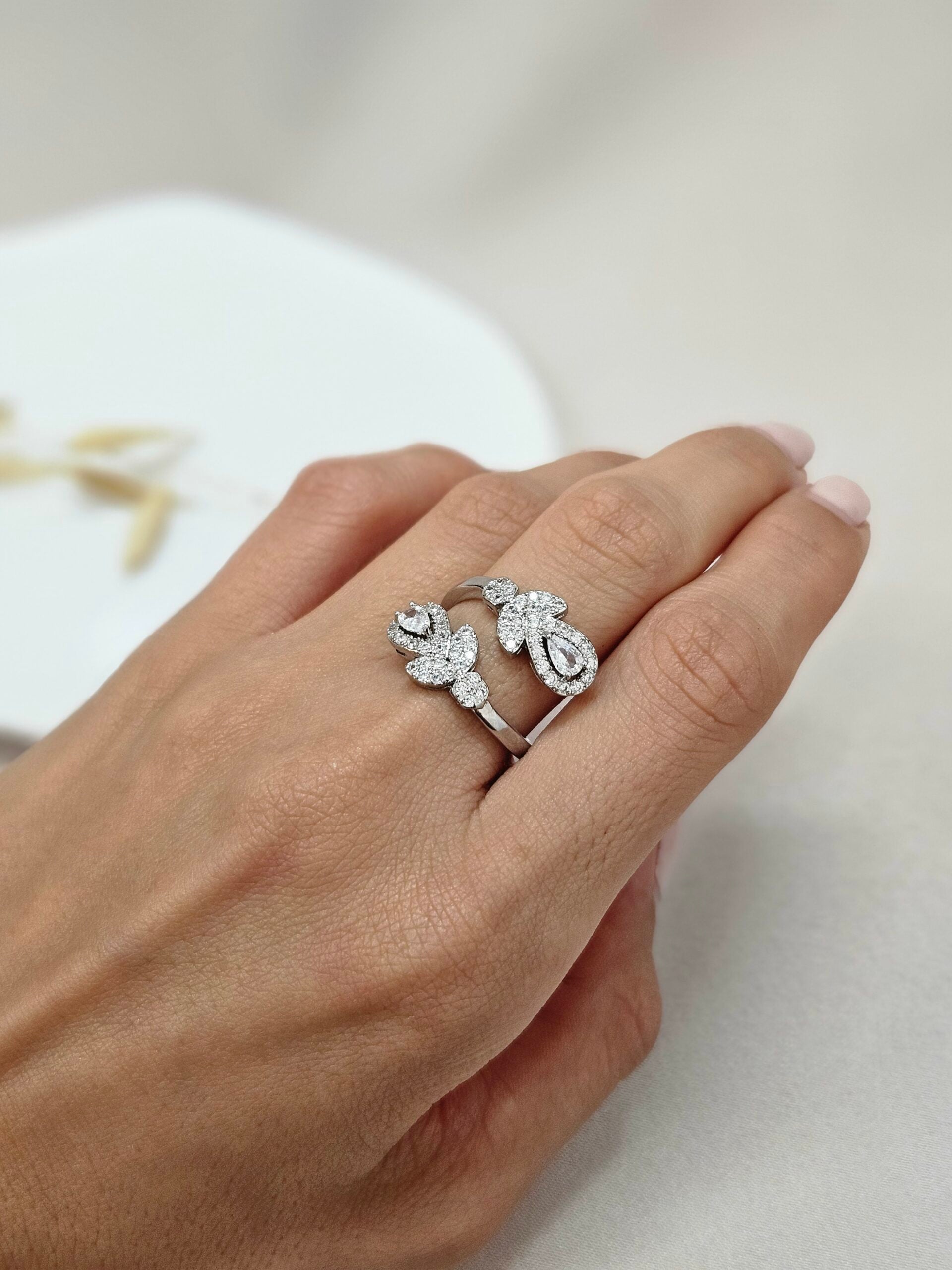 Open Silver Crystal Ring - ARSC