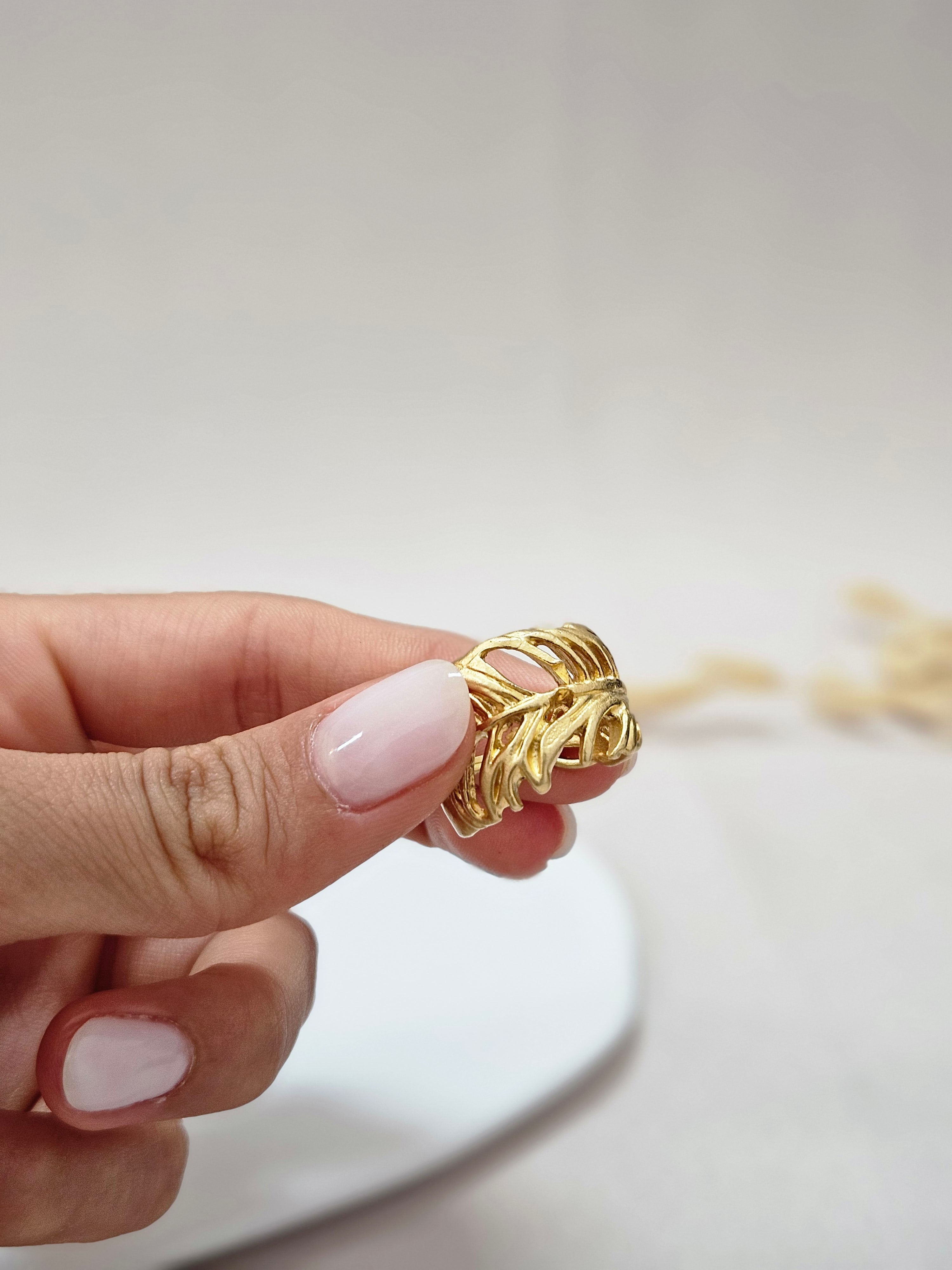 Boho Gold Leaf Ring