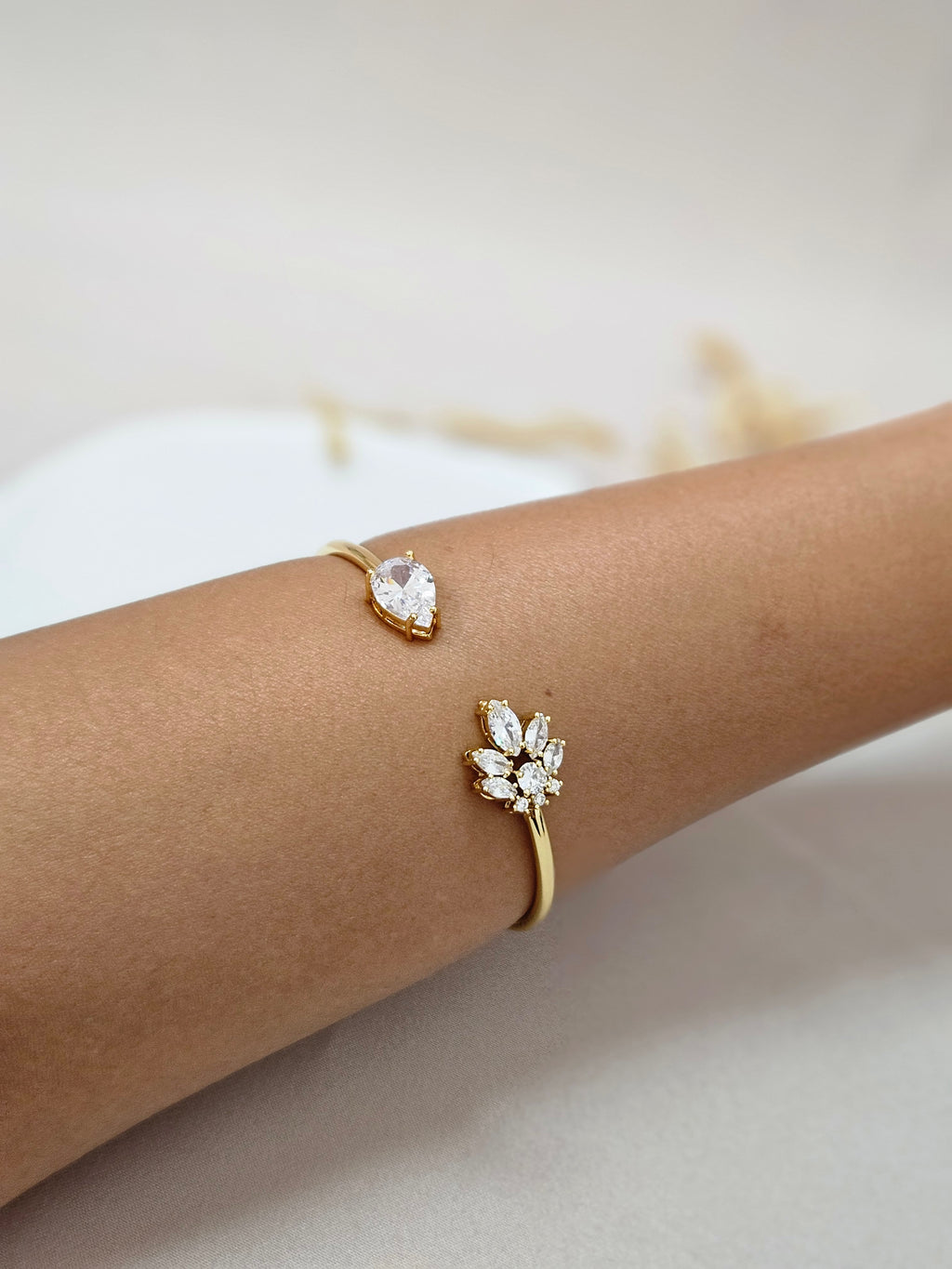 cuff bangel open gold finish bridal wedding bracelet arm bracelet