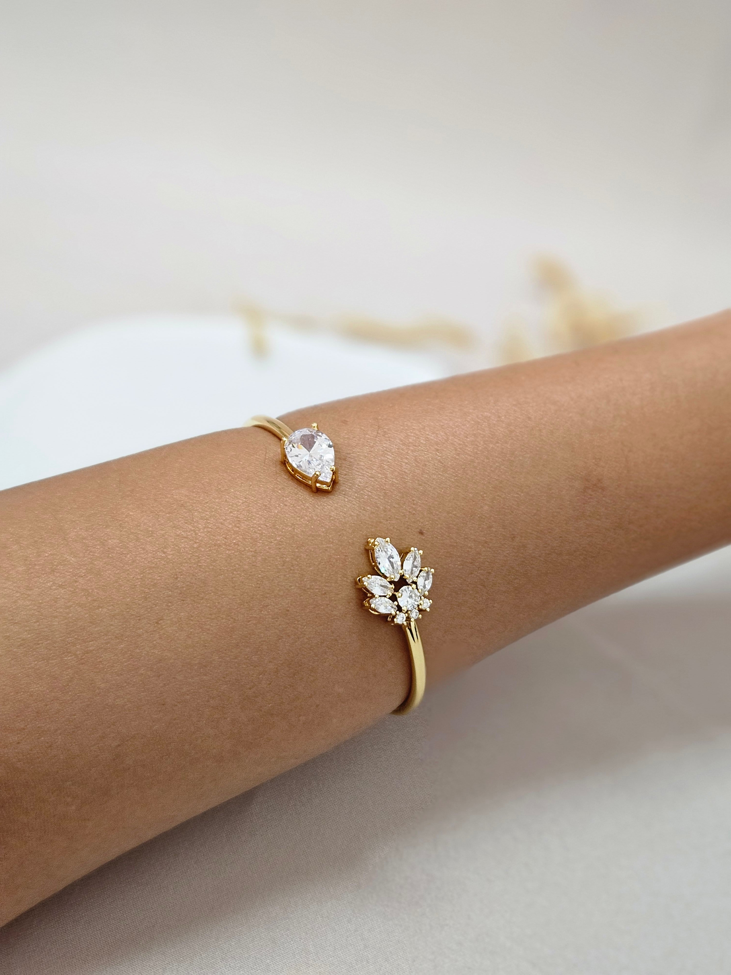 cuff bangel open gold finish bridal wedding bracelet arm bracelet