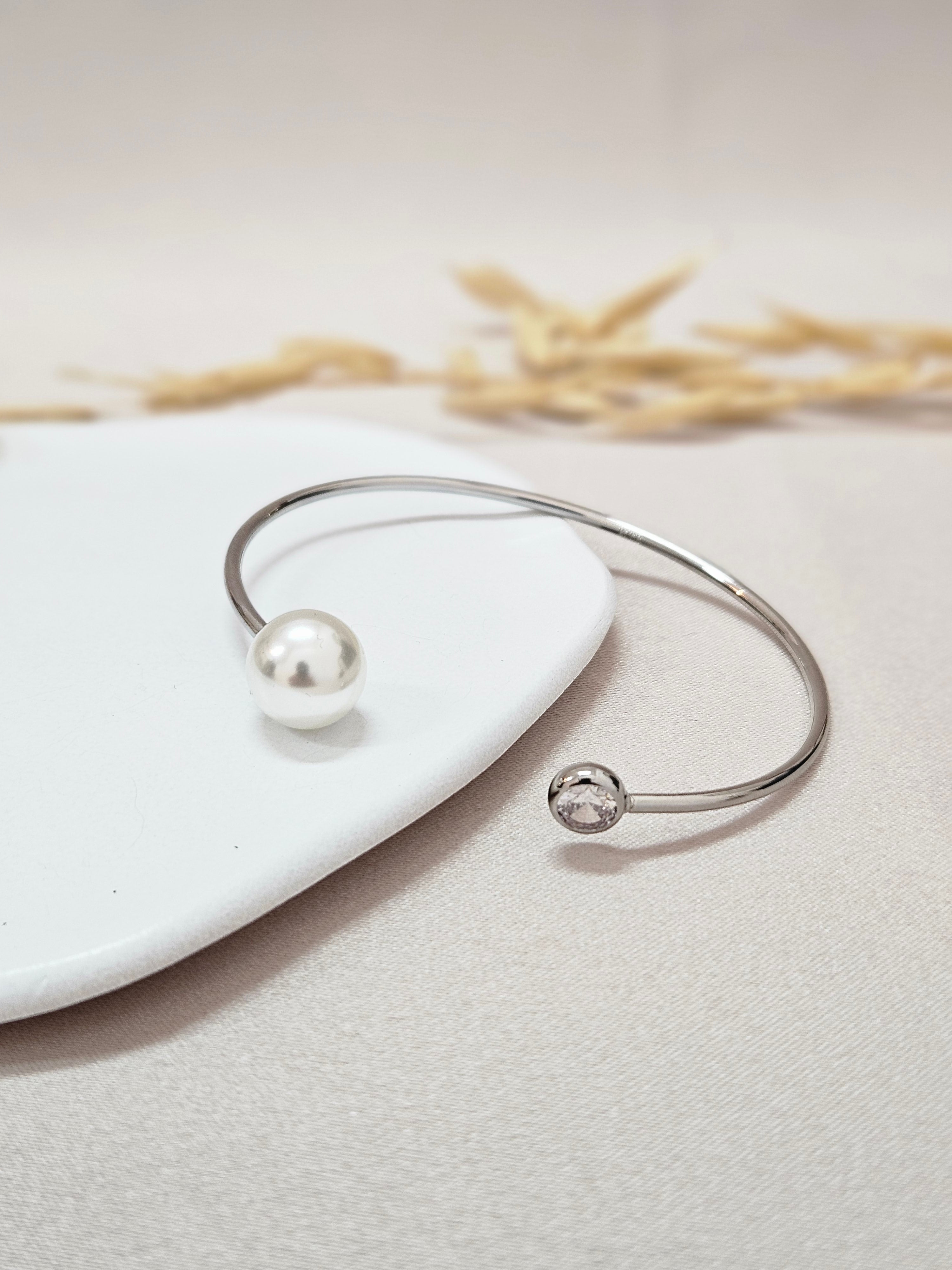 Elegant Open Pearl Cuff Bracelet