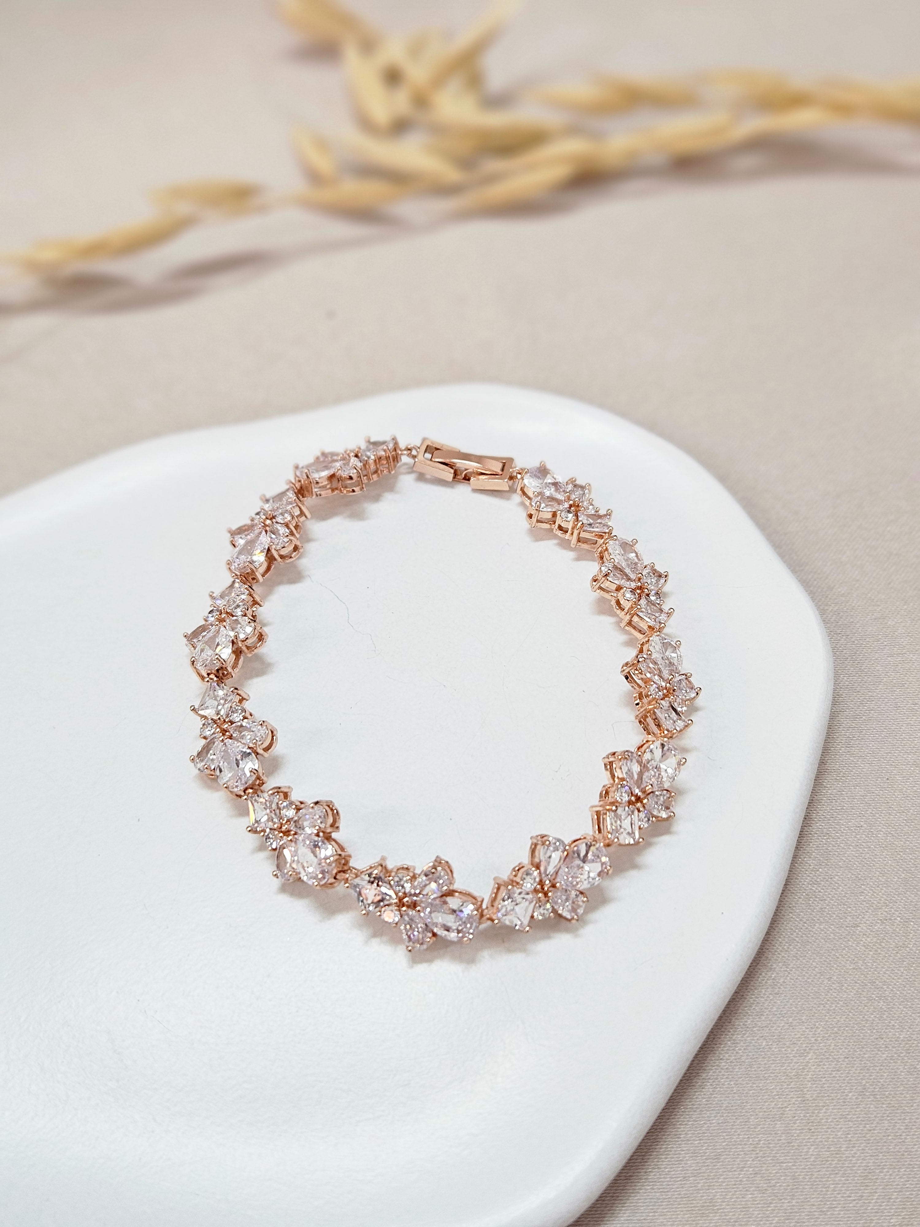 Blush Rose Gold Chain Crystal Bracelet