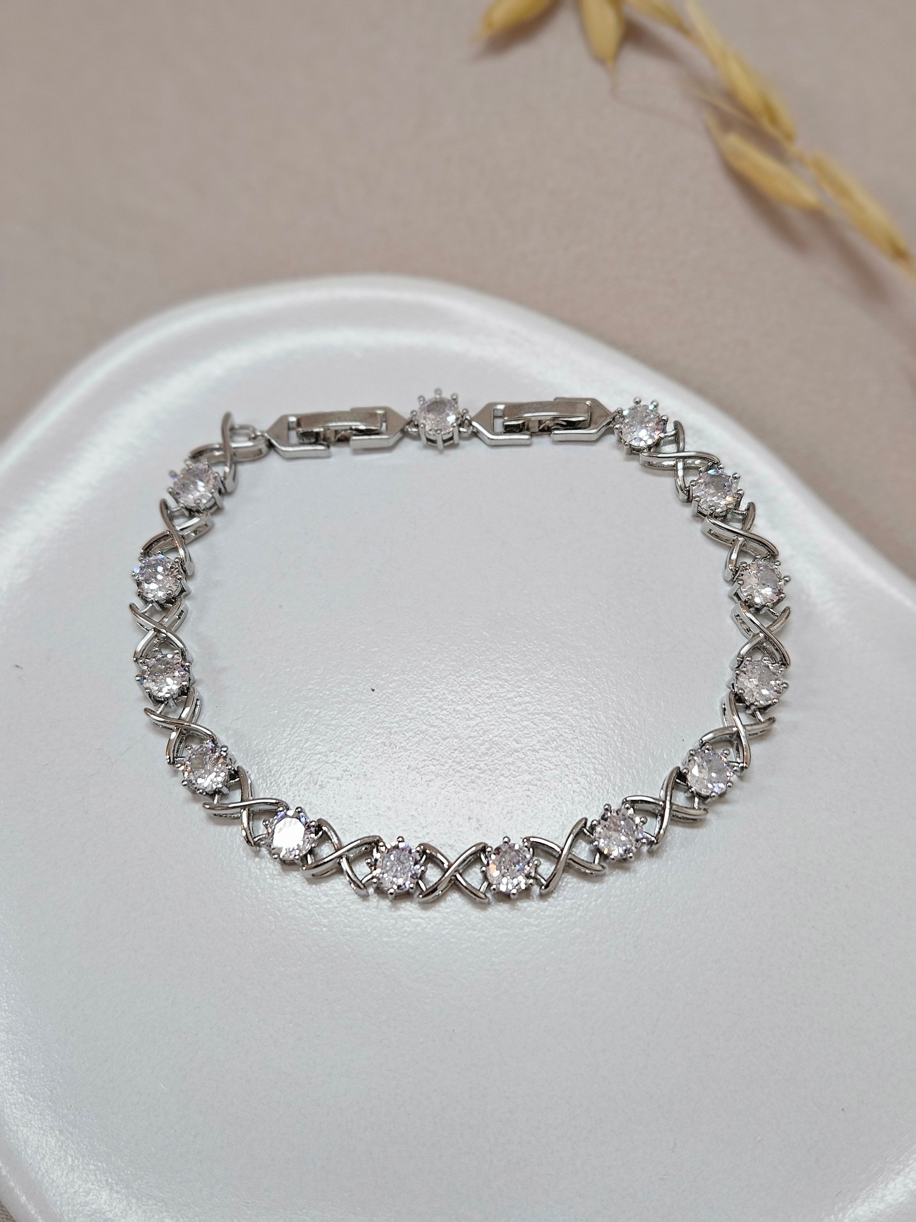 CZ cubic zirconia adjustable chain bracelet 