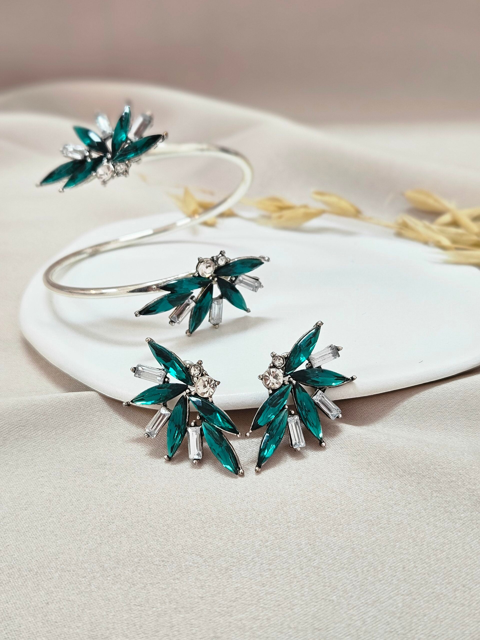 Emerald Green Silver Bracelet Set - HBSGC