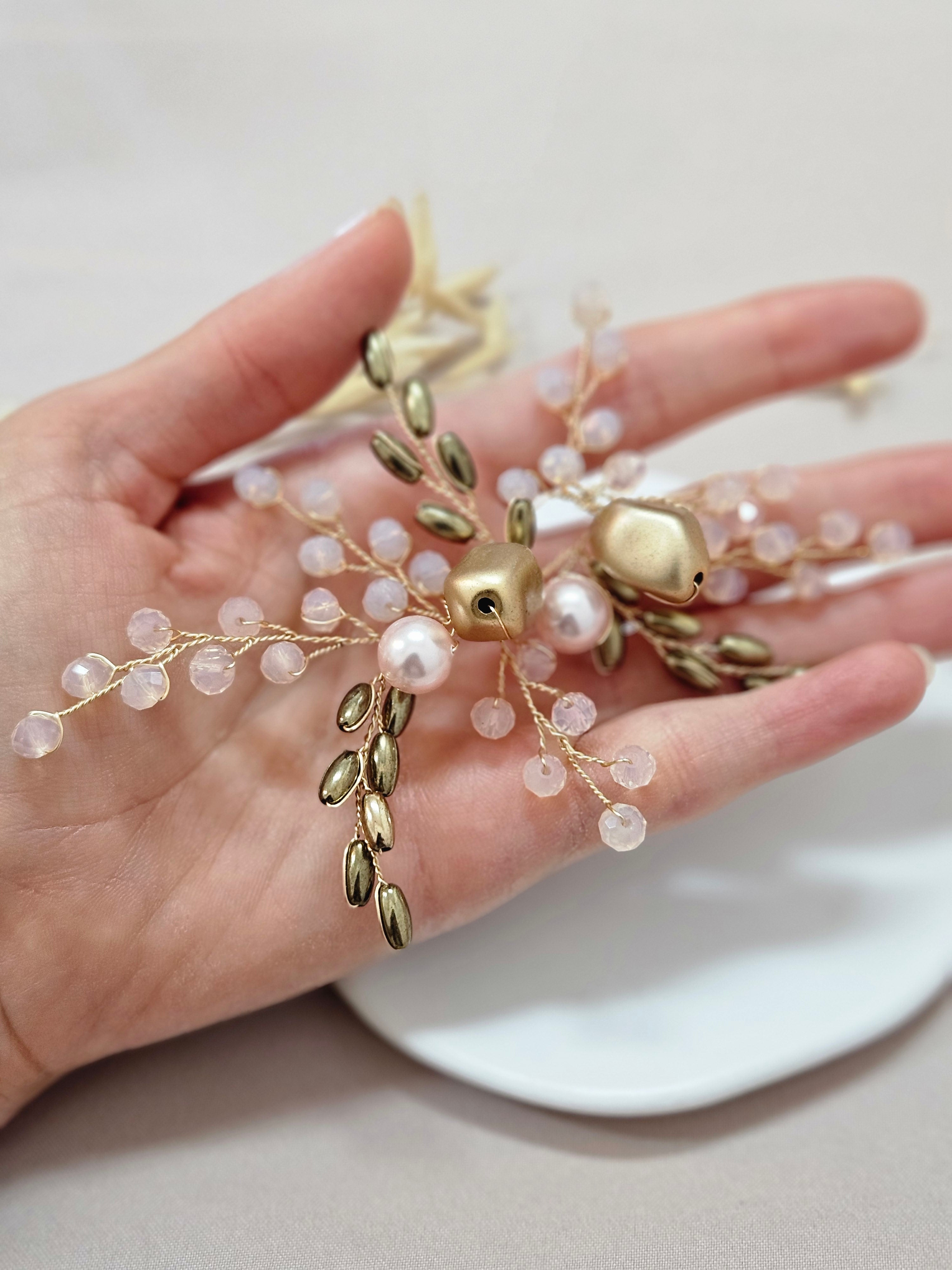 Lush Pink Champagne Bridal Head Piece