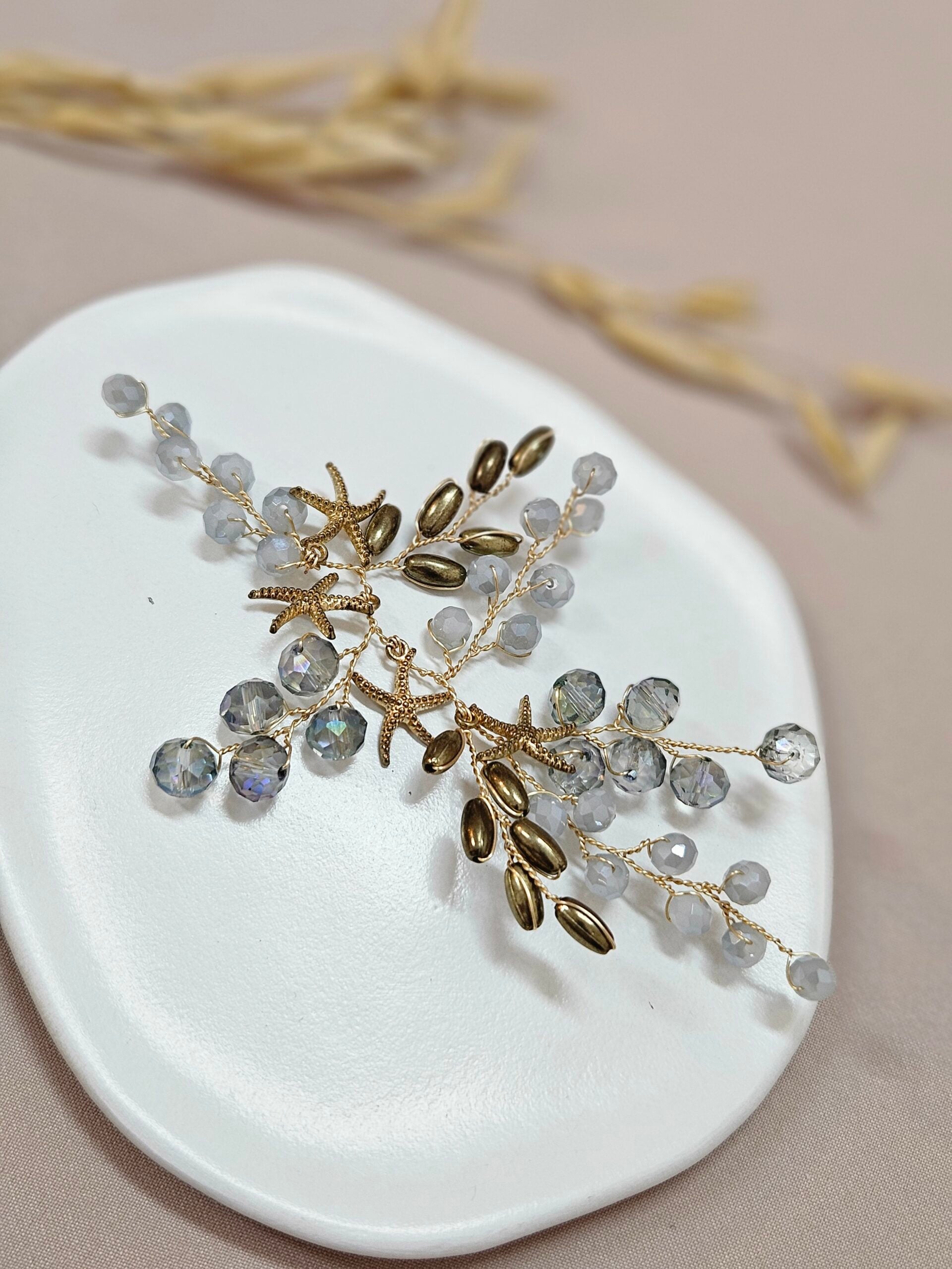 Light Blue  Gold Starfish Hair Accessory - HPGB