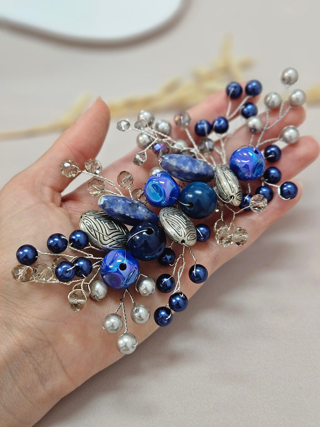 Blue Sew On Brooch