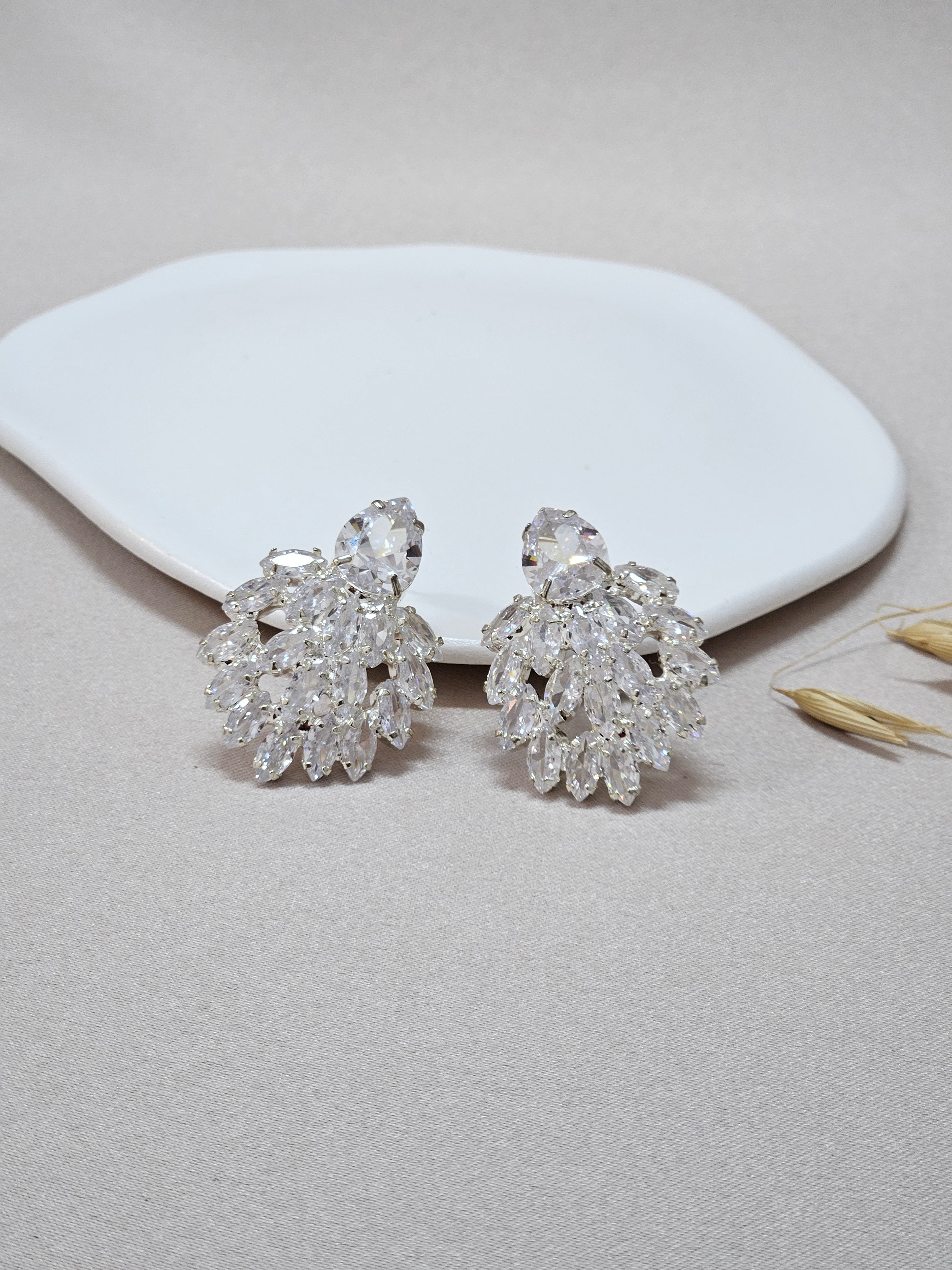 big silver cubic zirconia statement earrings 