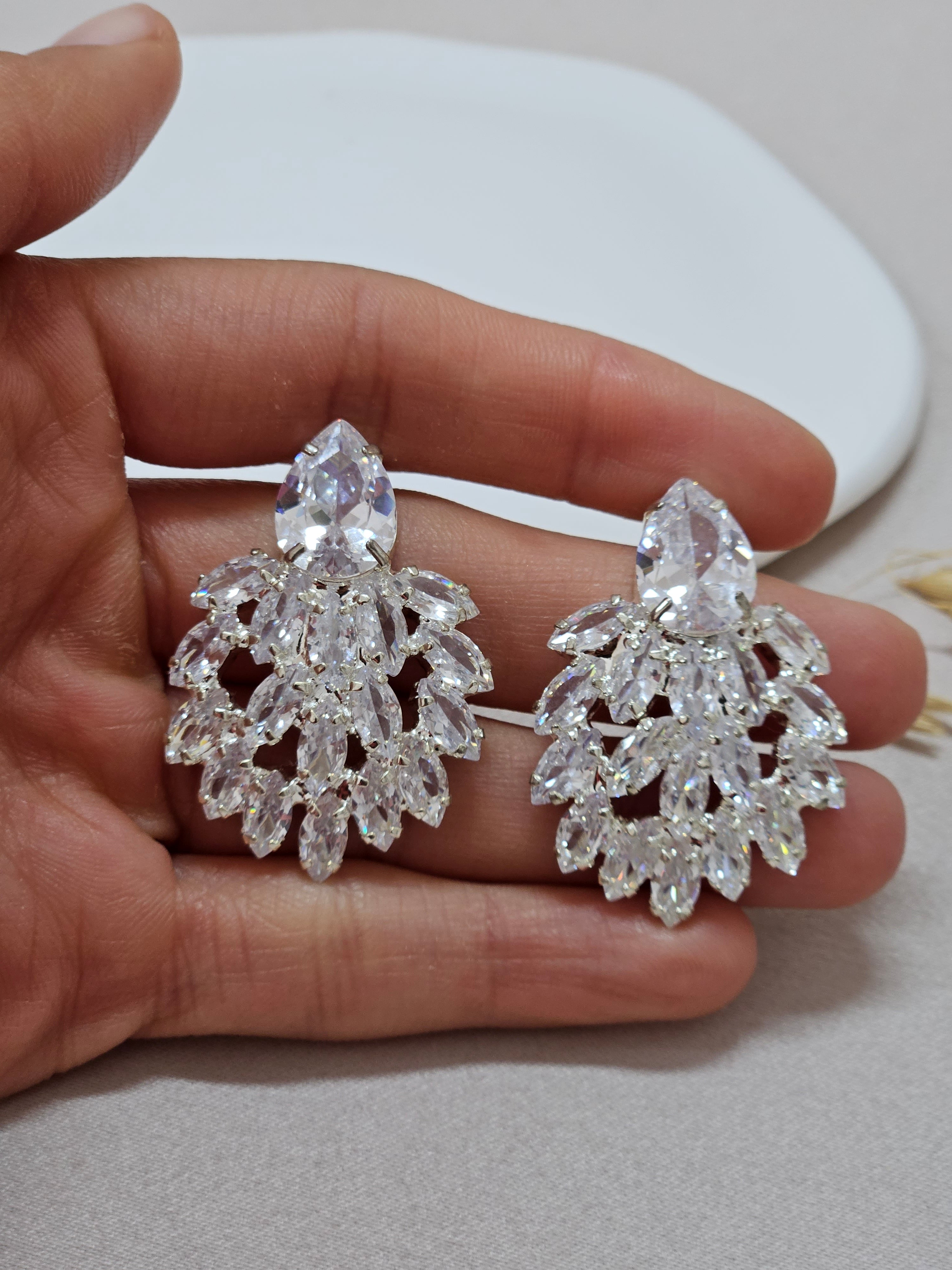 silver plated big wedding party stud earrings
