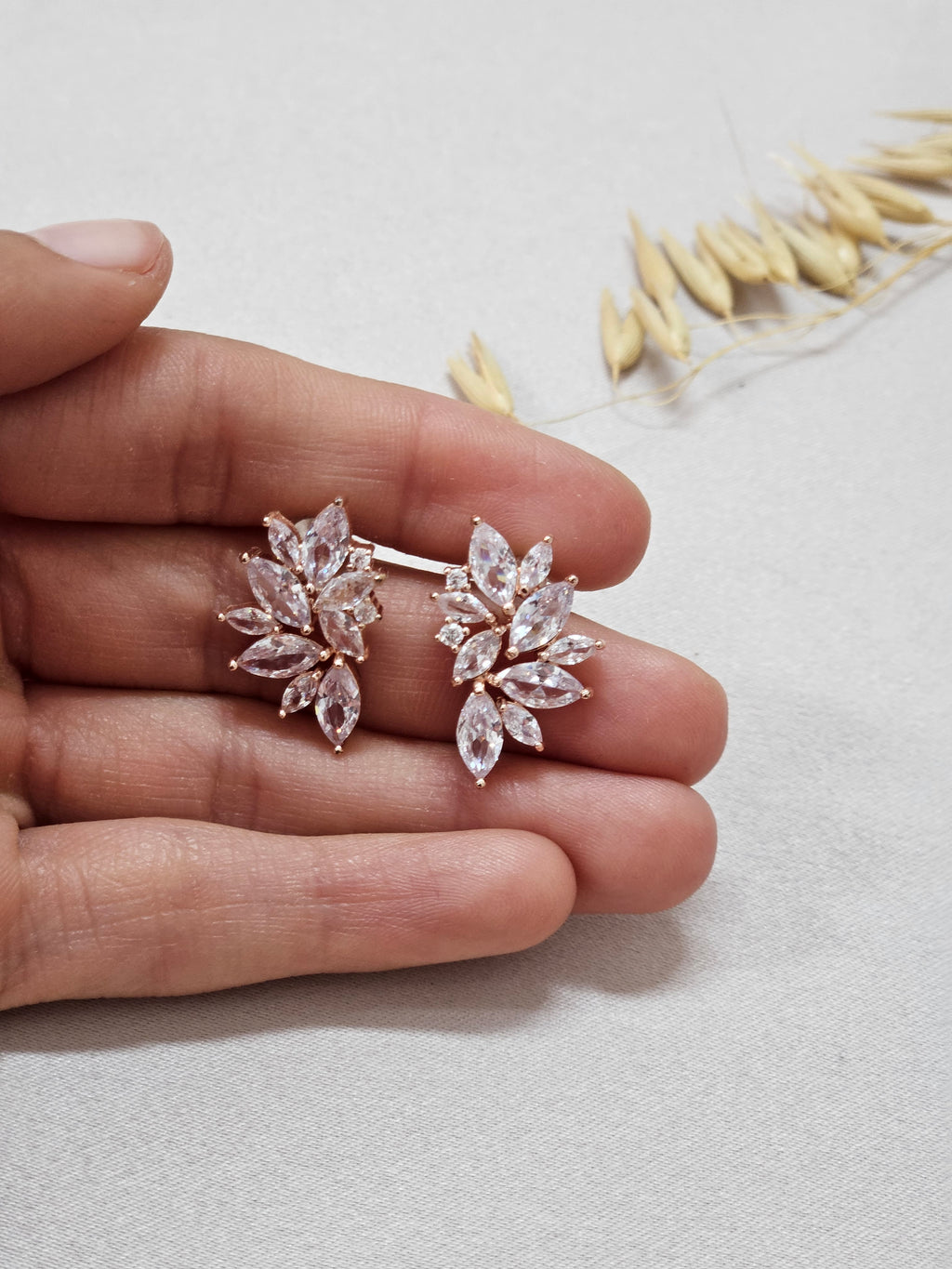wedding rose gold delicate earrings 