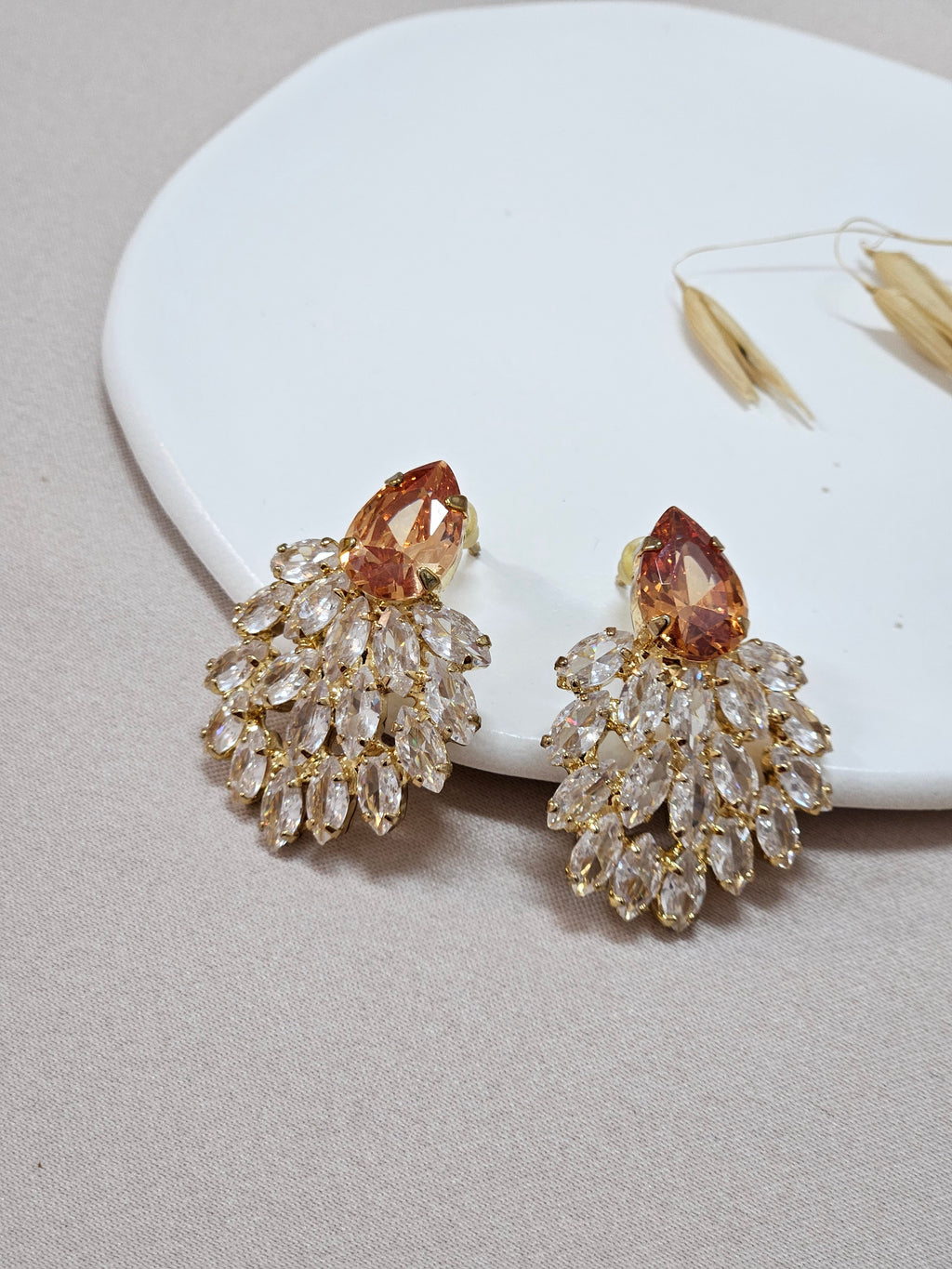 Statement champagne Stud Earrings
