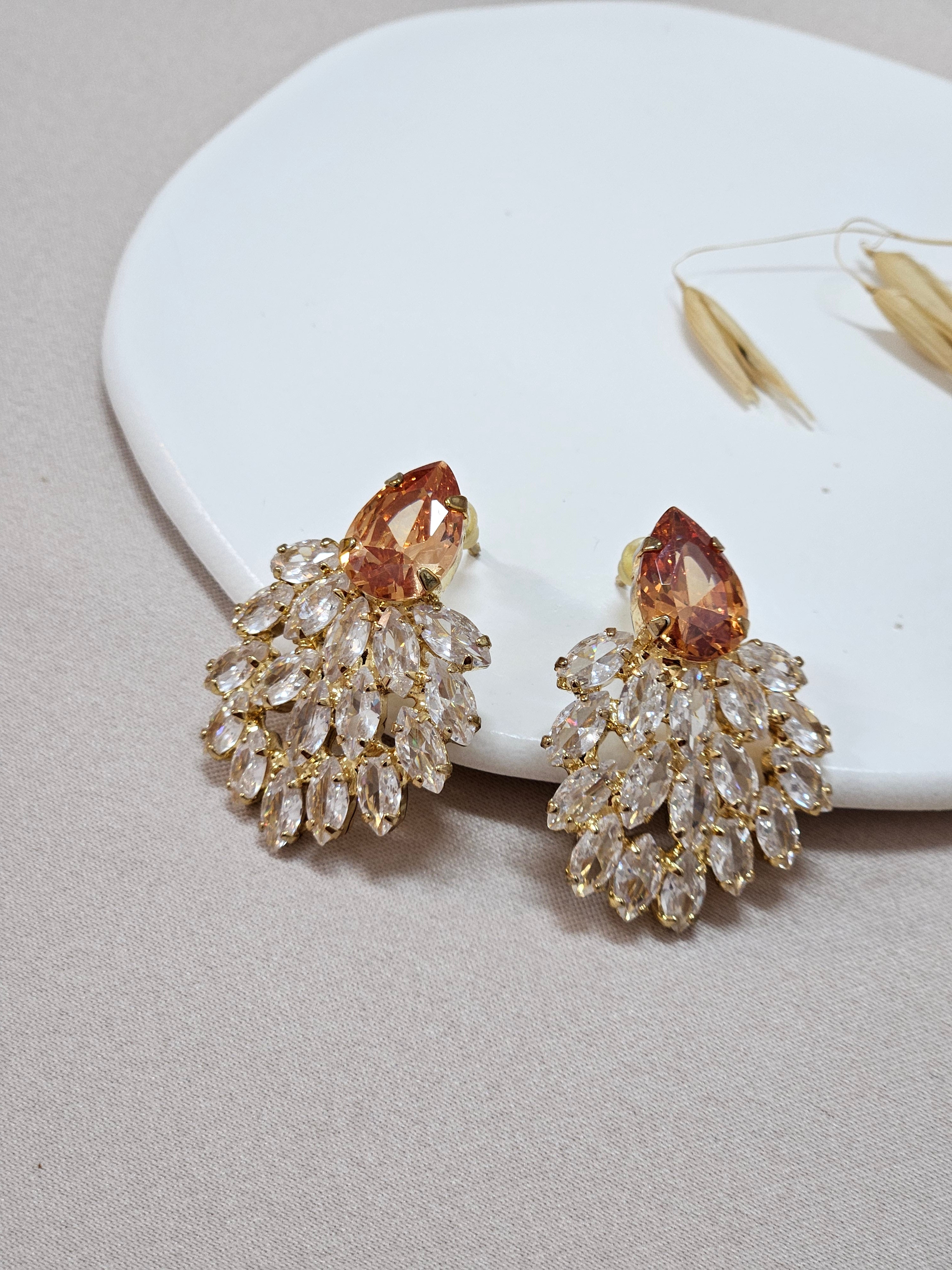 Statement champagne Stud Earrings