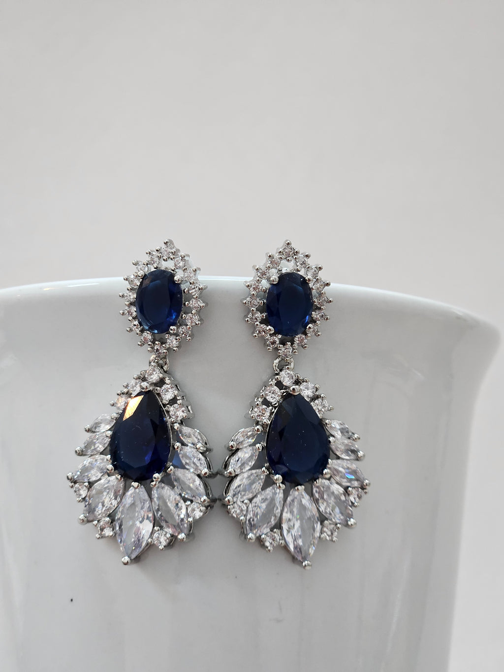 Dark Blue Chandelier Earrings