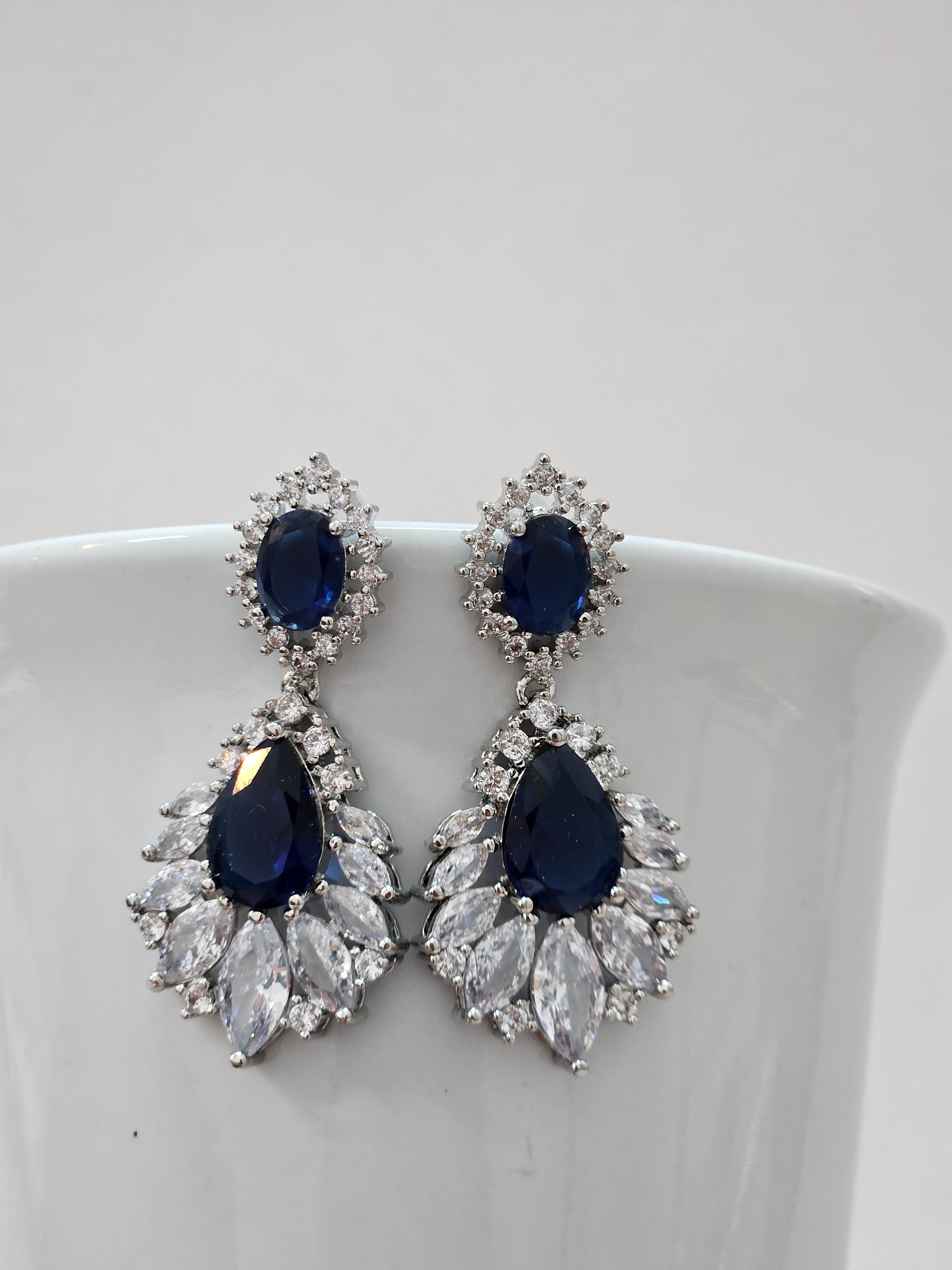 Dark Blue Chandelier Earrings