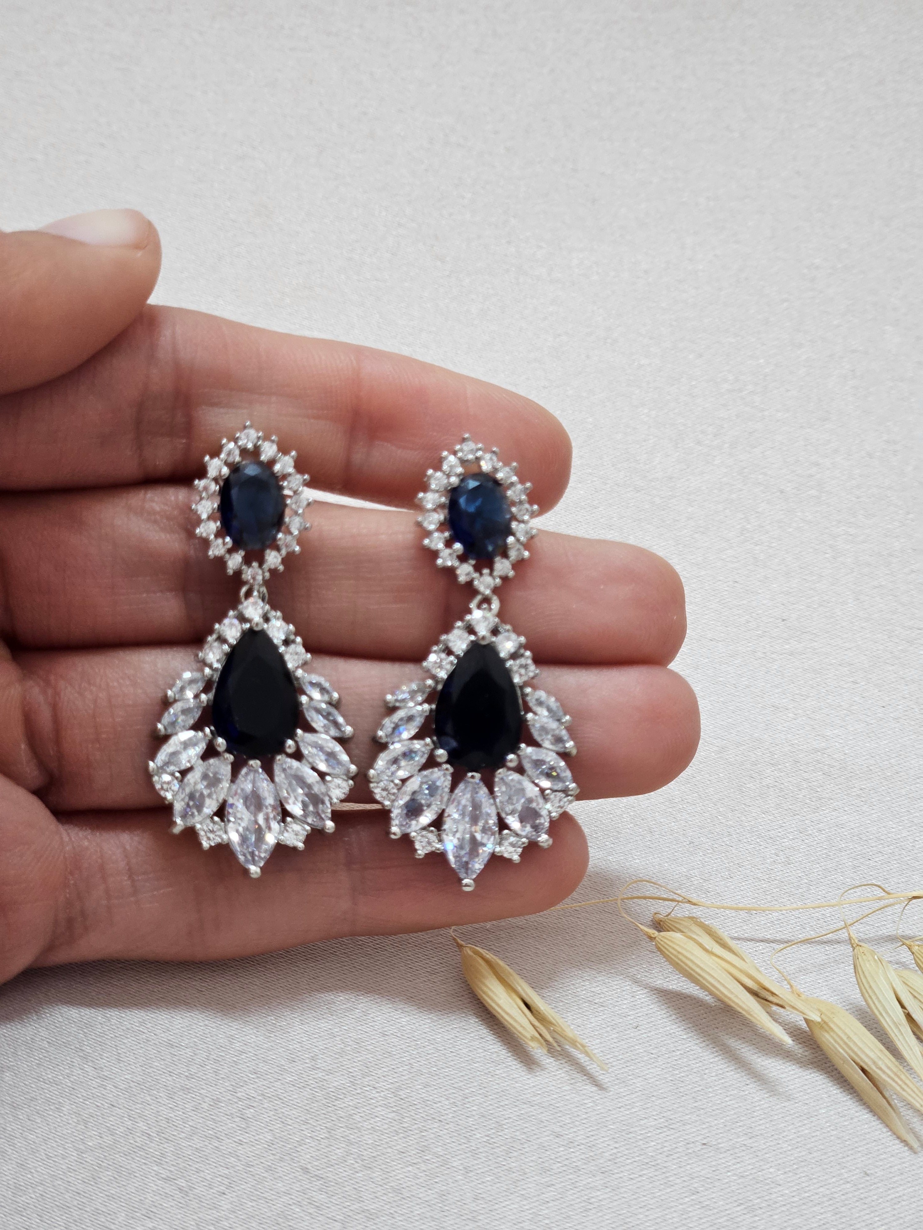 Dark Blue Chandelier Earrings