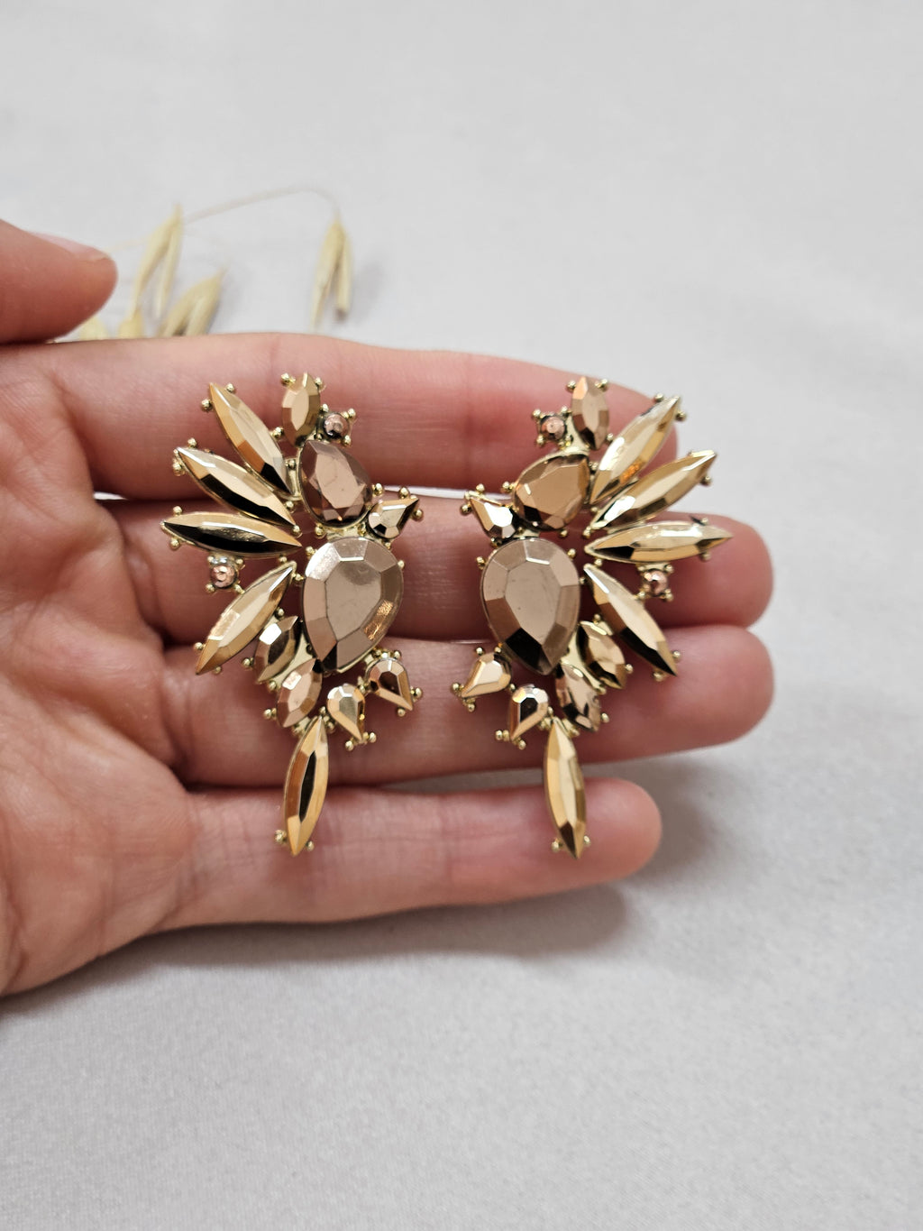 statement bronze zirconia earrings
