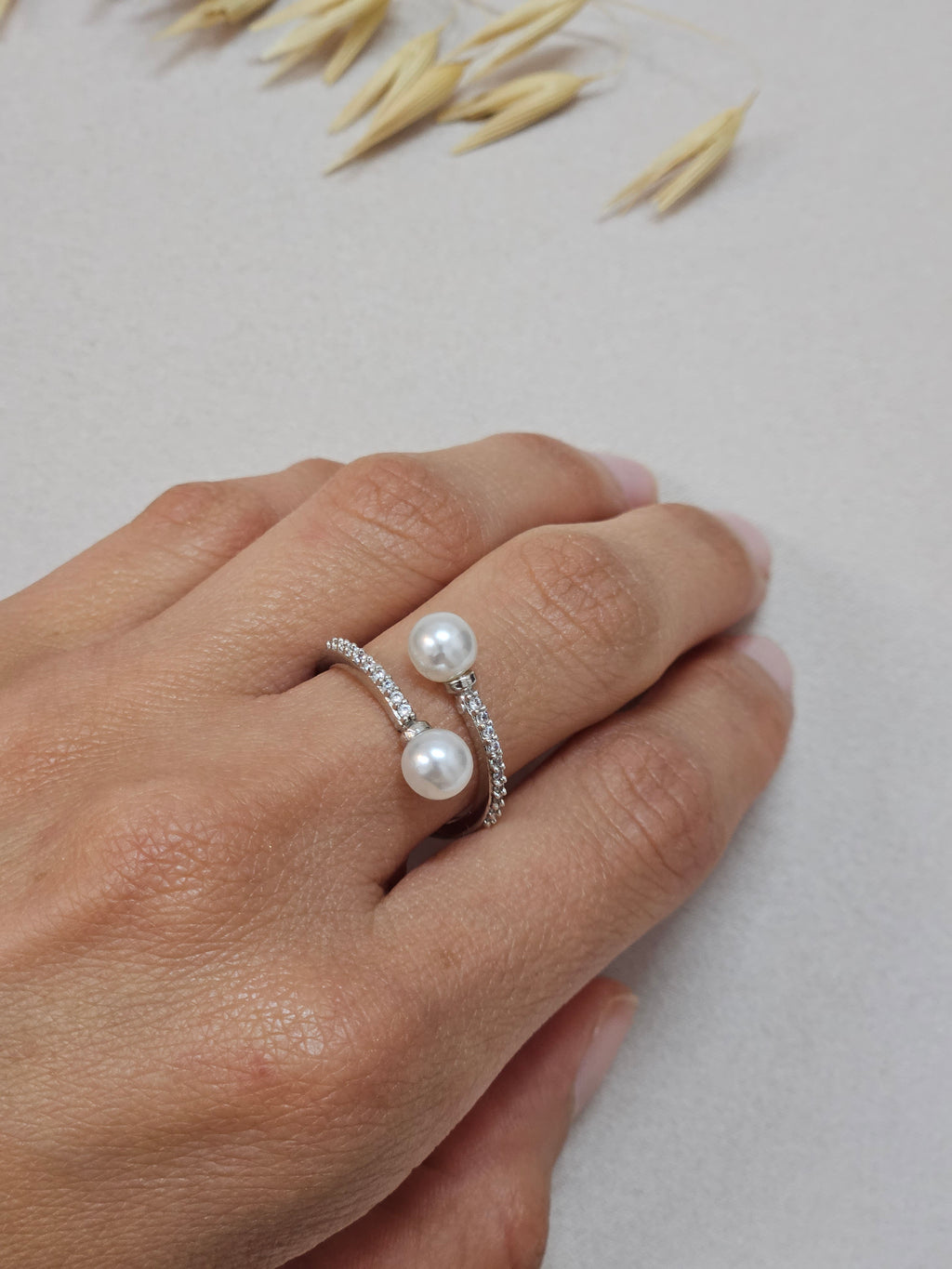 Silver Pearl Open Ring