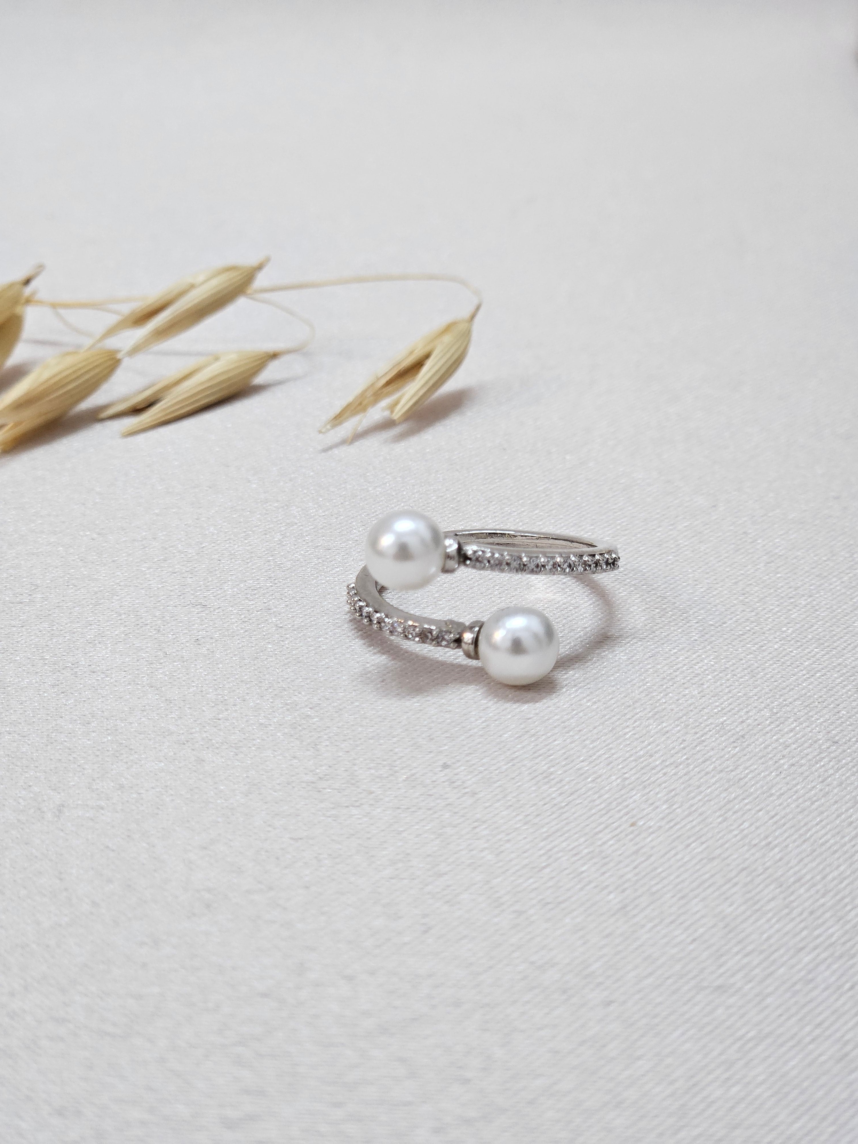Silver Pearl Open Ring