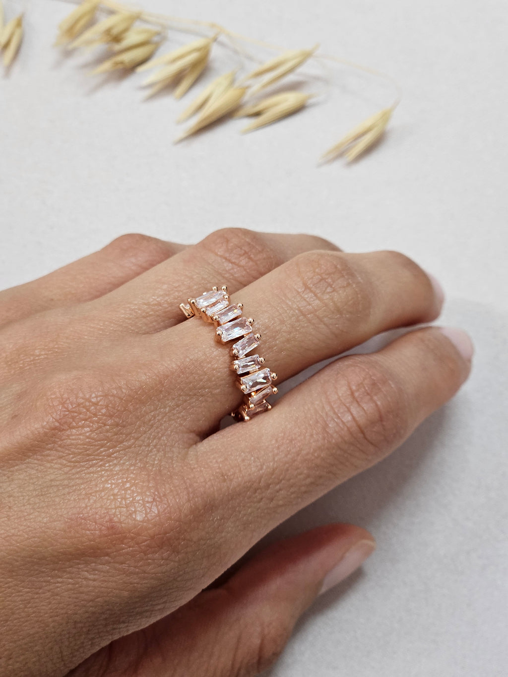 Adjustable Rose Gold CZ Ring