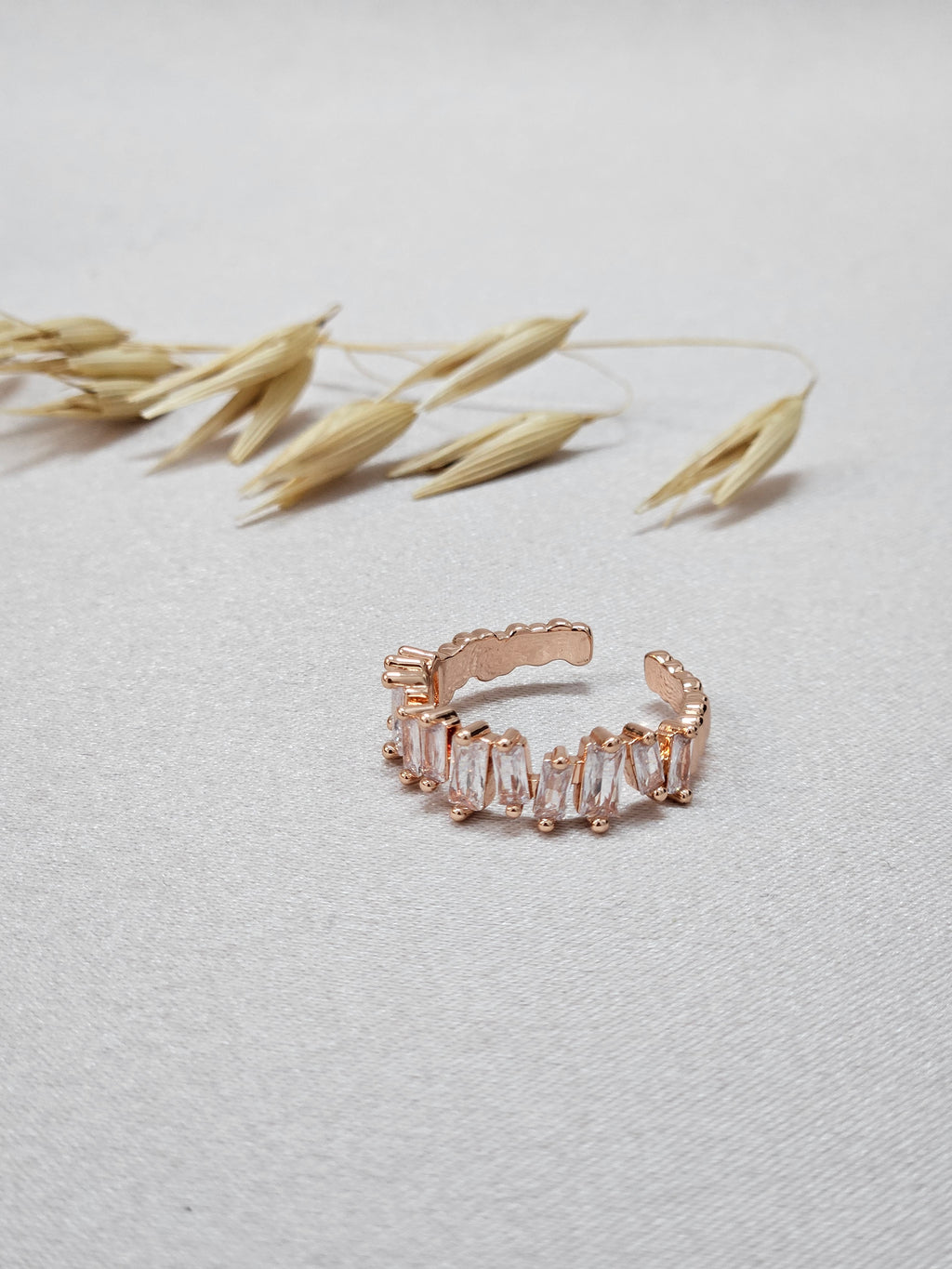 Adjustable Rose Gold CZ Ring