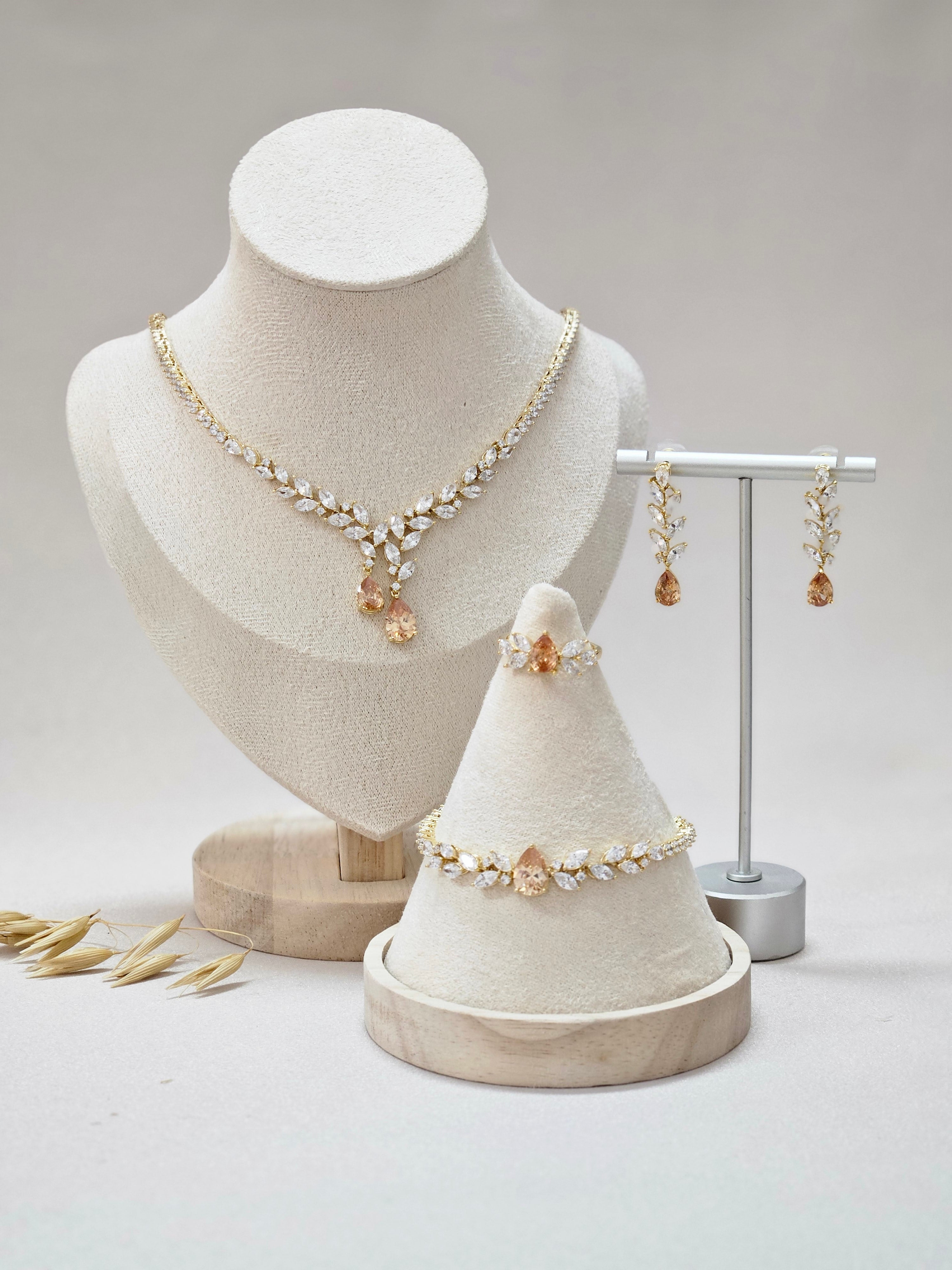 Champagne Crystal Jewelry Set