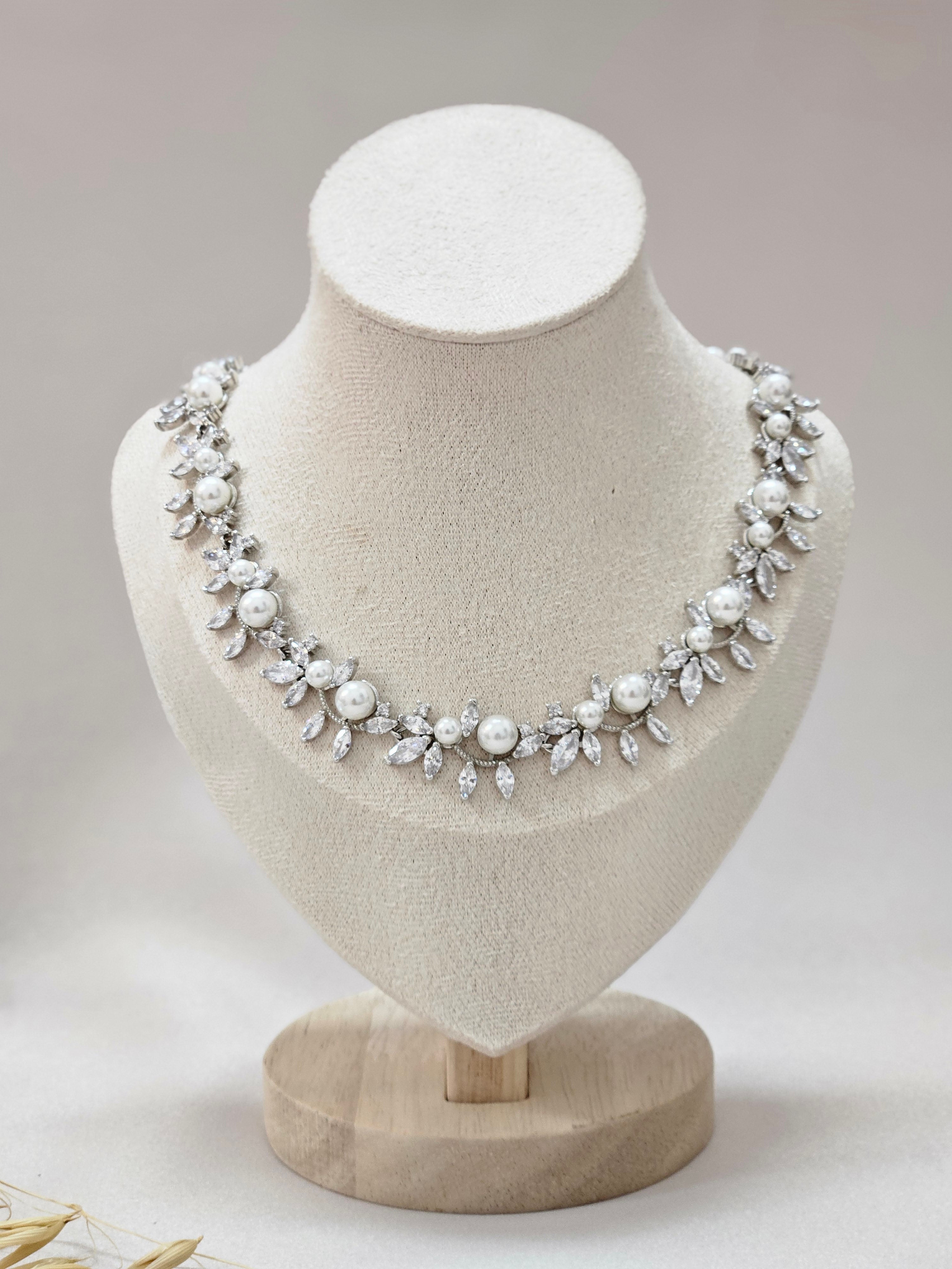Vintage Crystal Pearl Jewelry Set